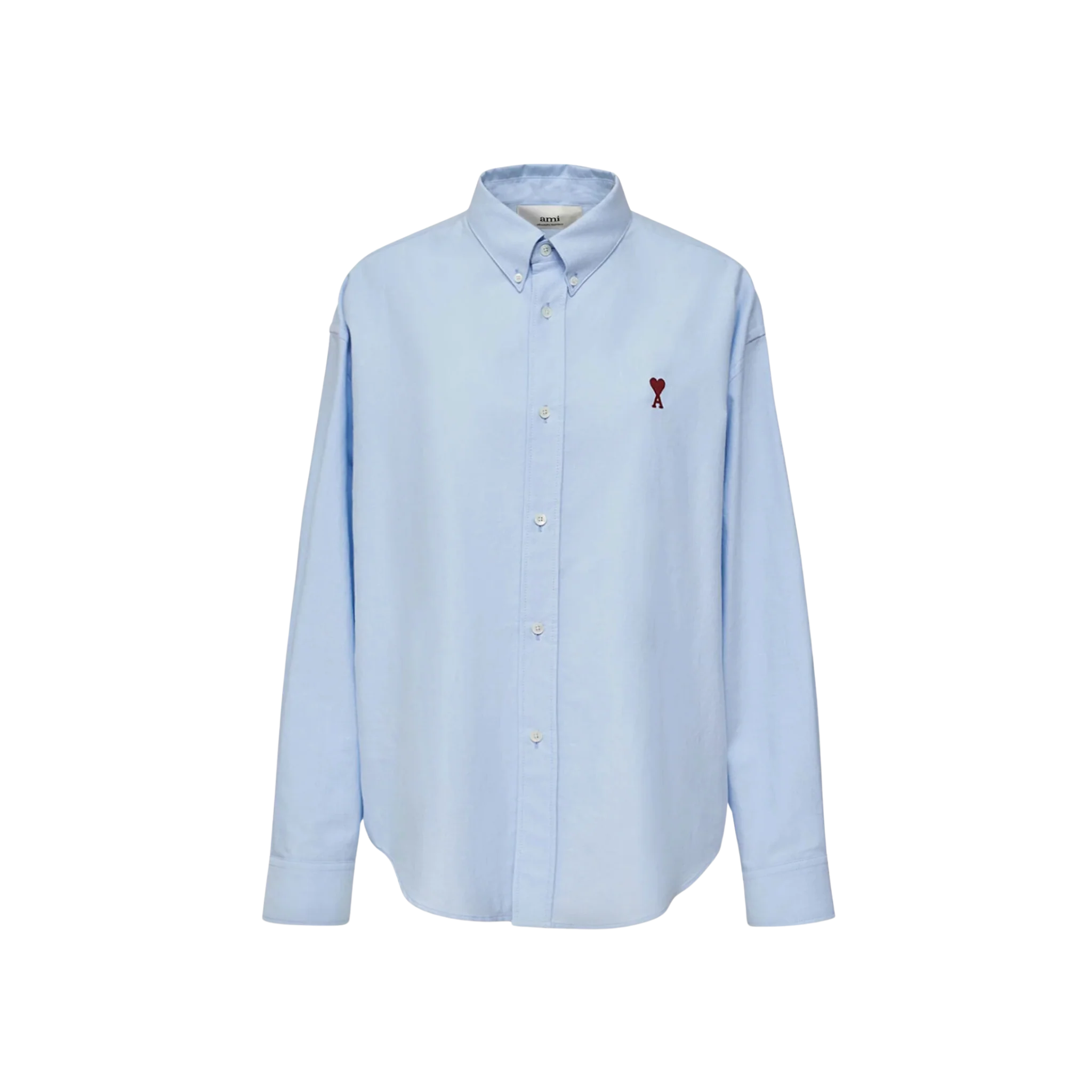 AMI Paris Boxy Cotton Oxford Shirt Blue