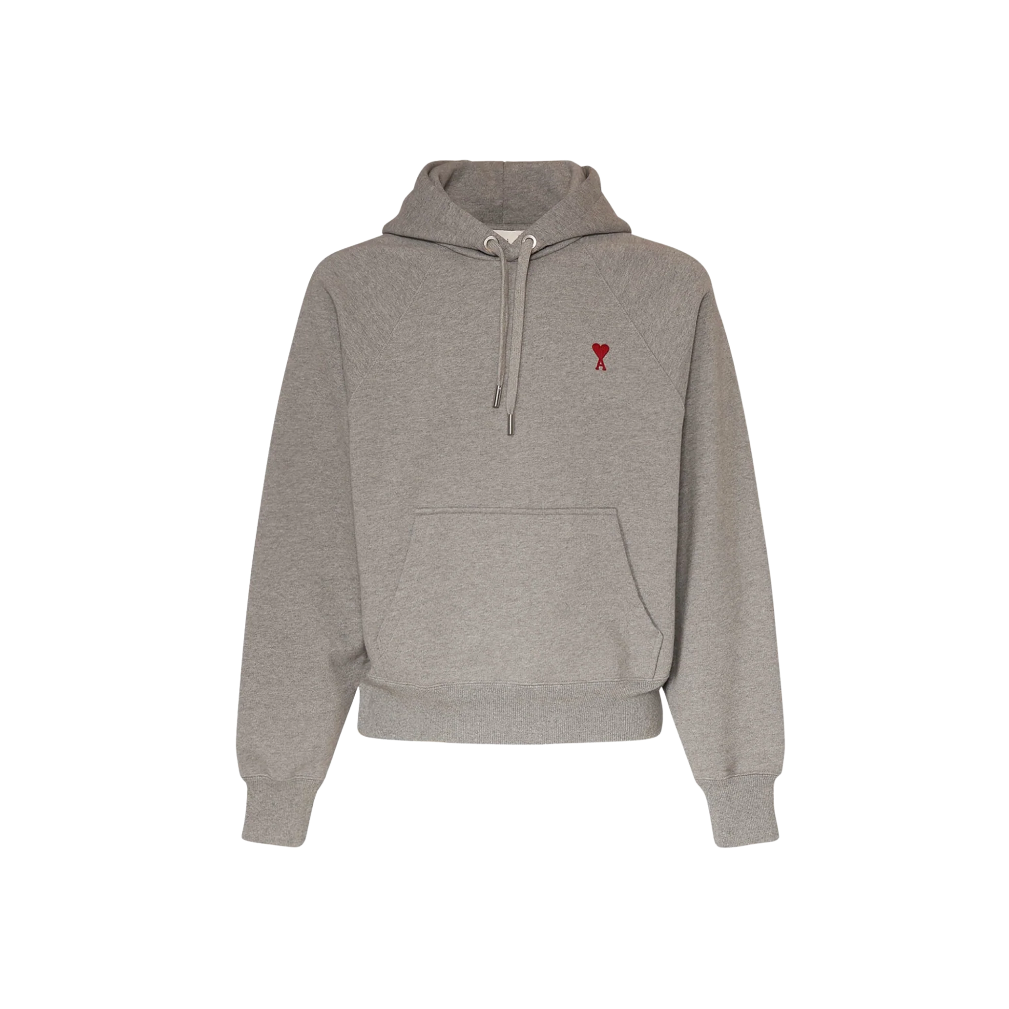 AMI Paris Logo Cotton Hoodie Grey