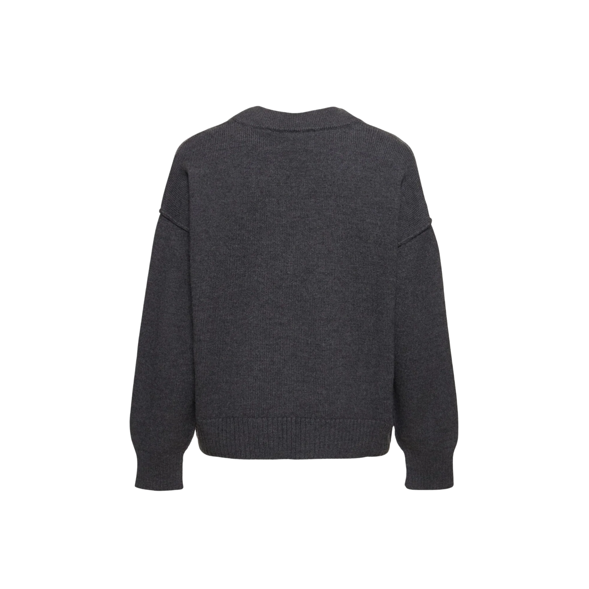 AMI Paris Logo Wool Knit Cardigan Grey - Image 2