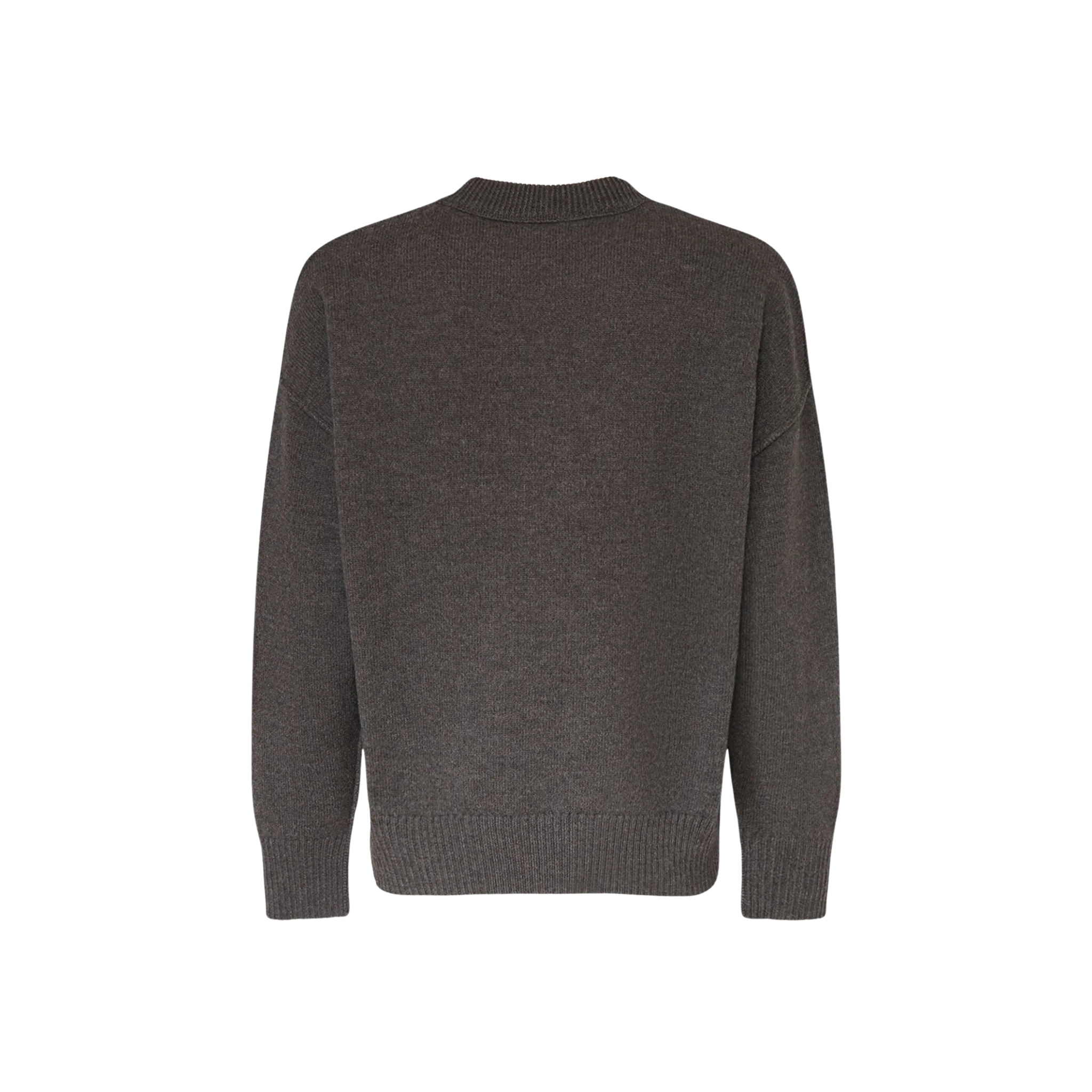 AMI Paris Logo Wool Knit Crewneck Grey - Image 2