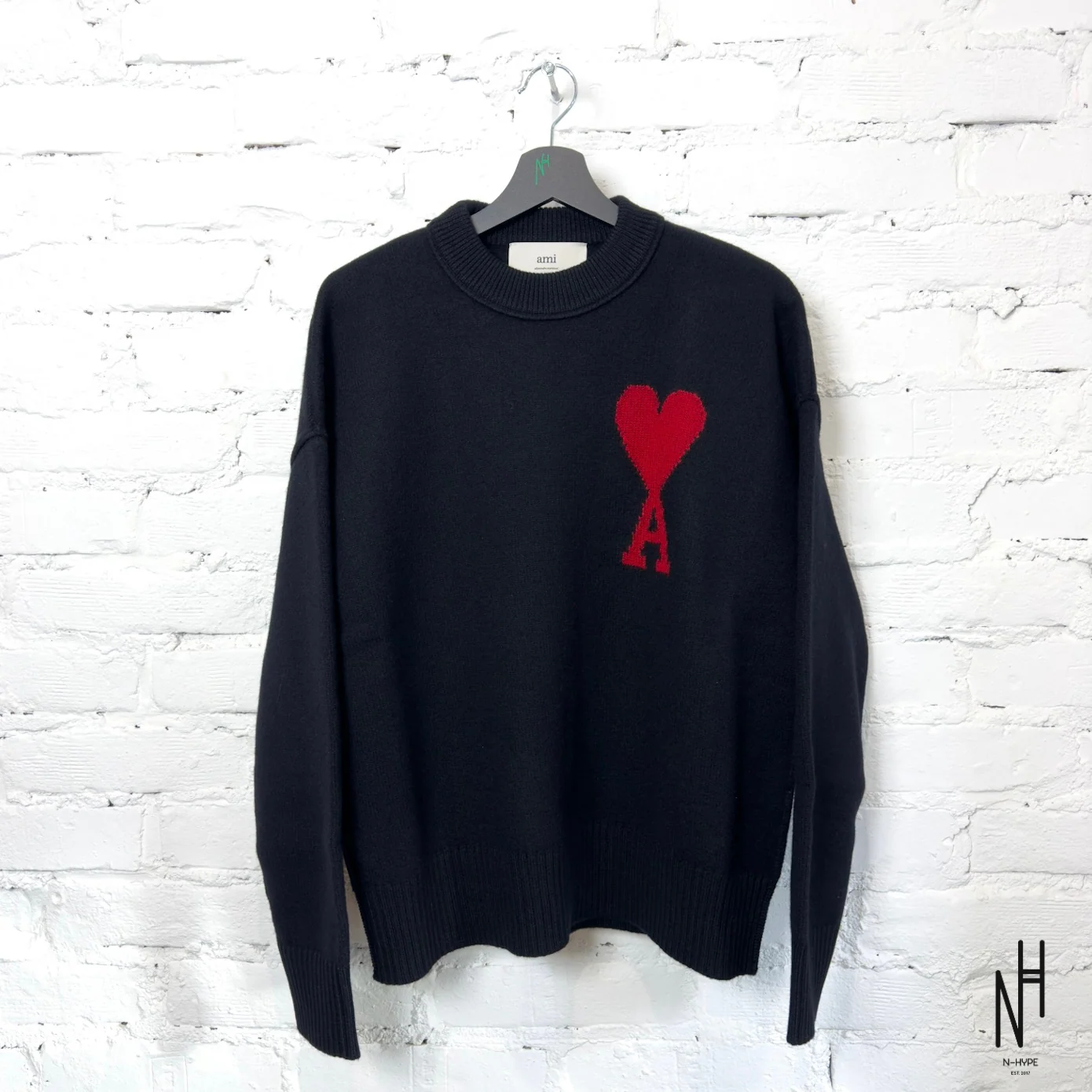 AMI Paris Logo Wool Knit Crewneck Sweater - Image 3