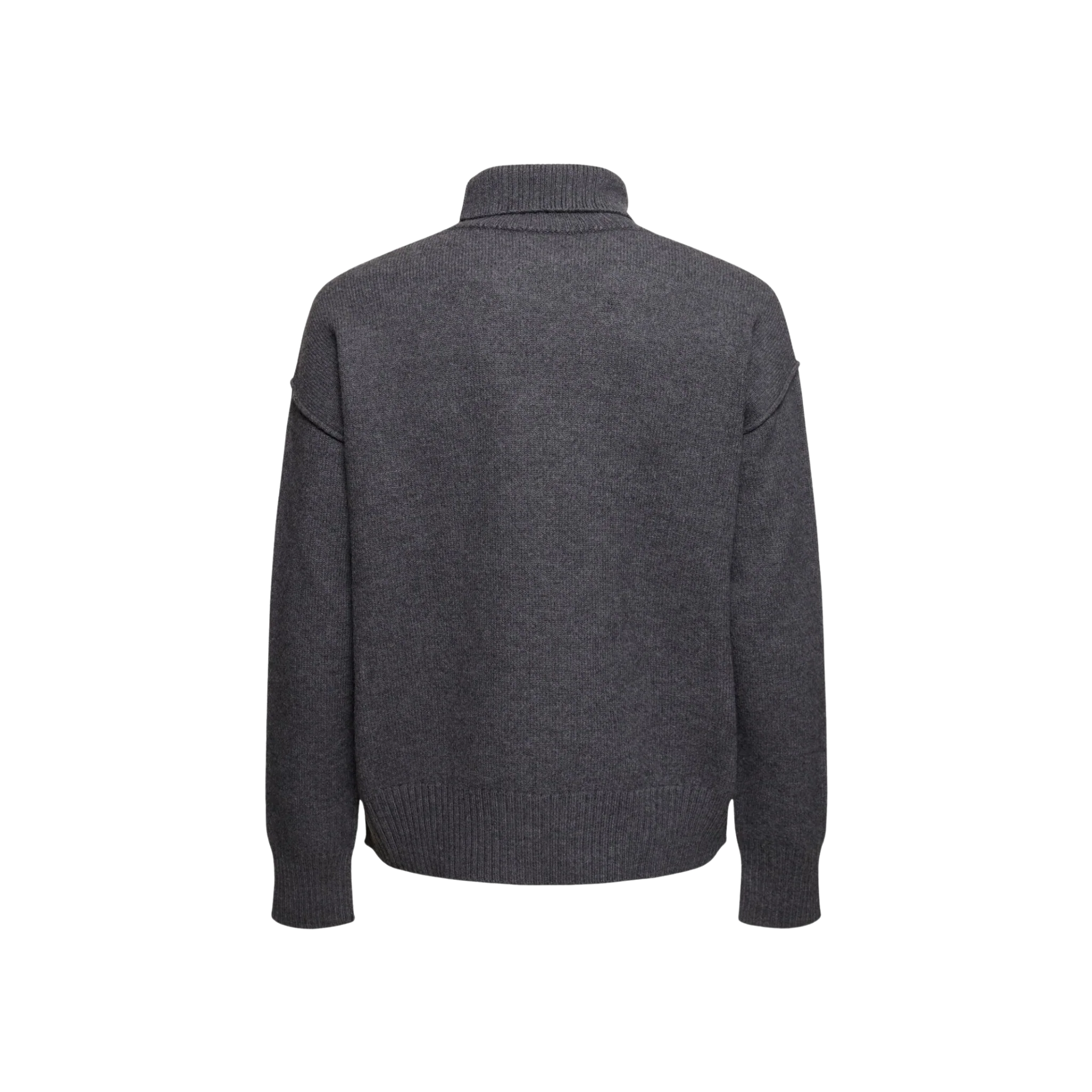 AMI Paris Logo Wool Turtleneck Sweater Grey - Image 2