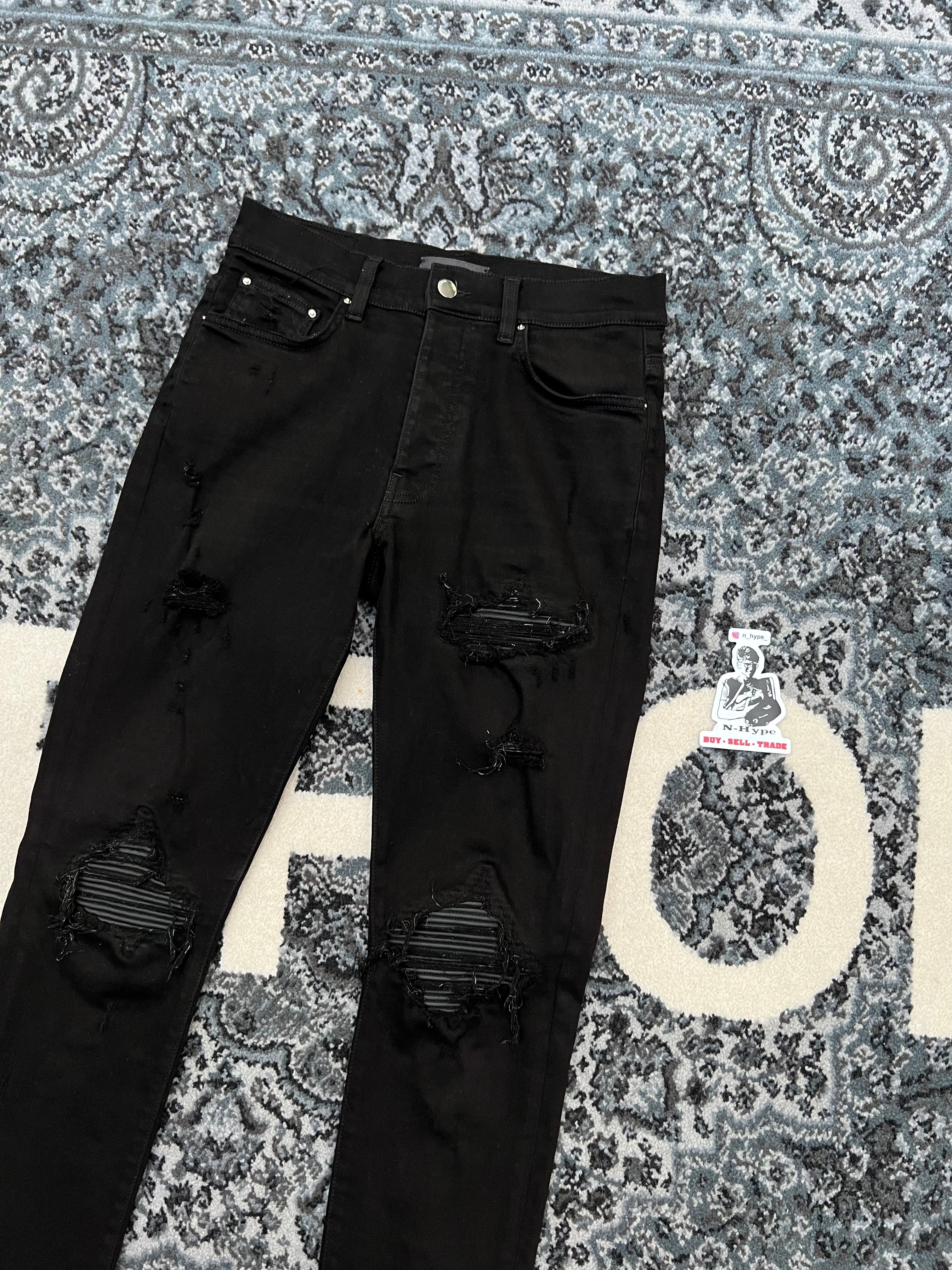 Amiri MX1 Distressed Denim Skinny Jeans Black - Image 2