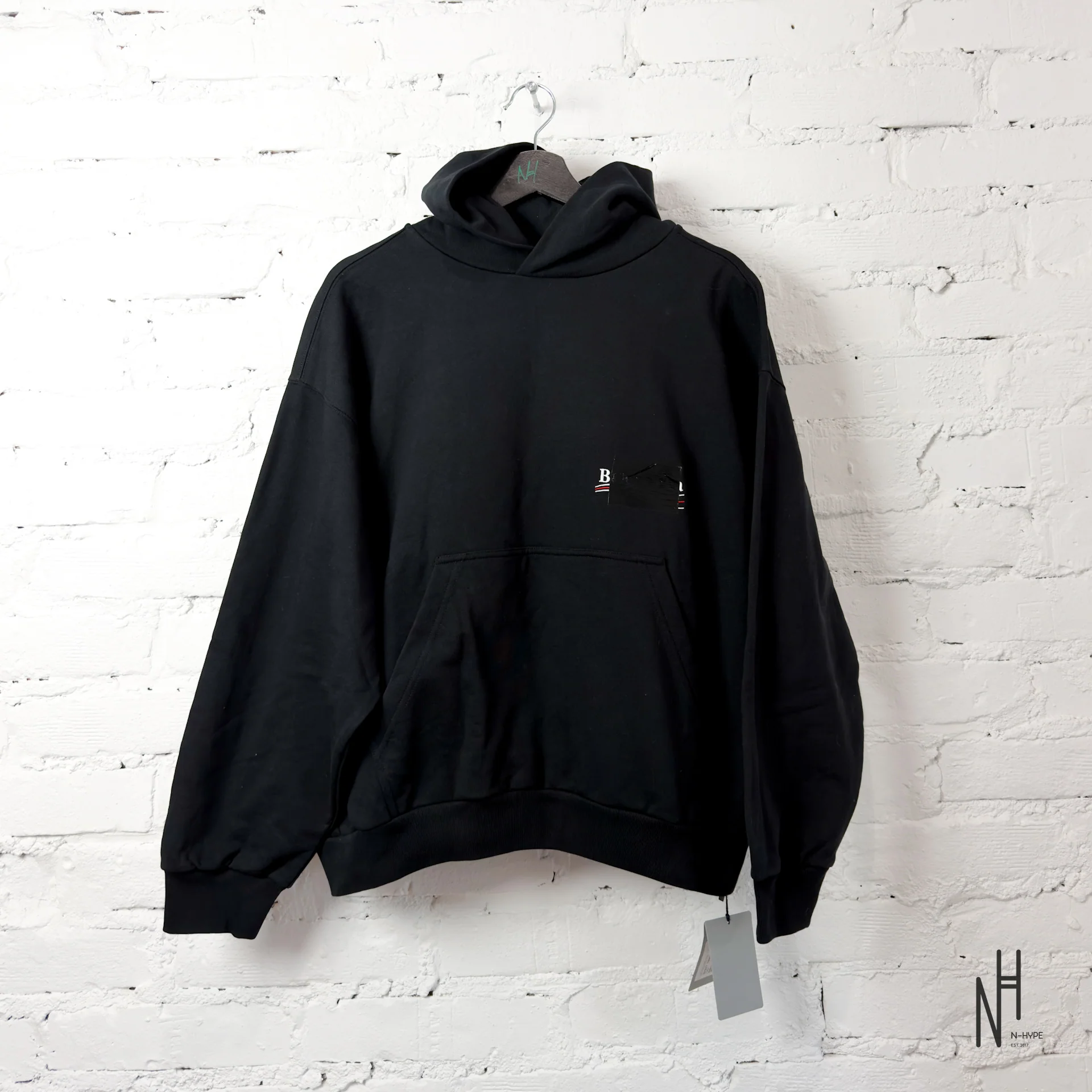 Balenciaga Political Campaign Cotton Hoodie Black