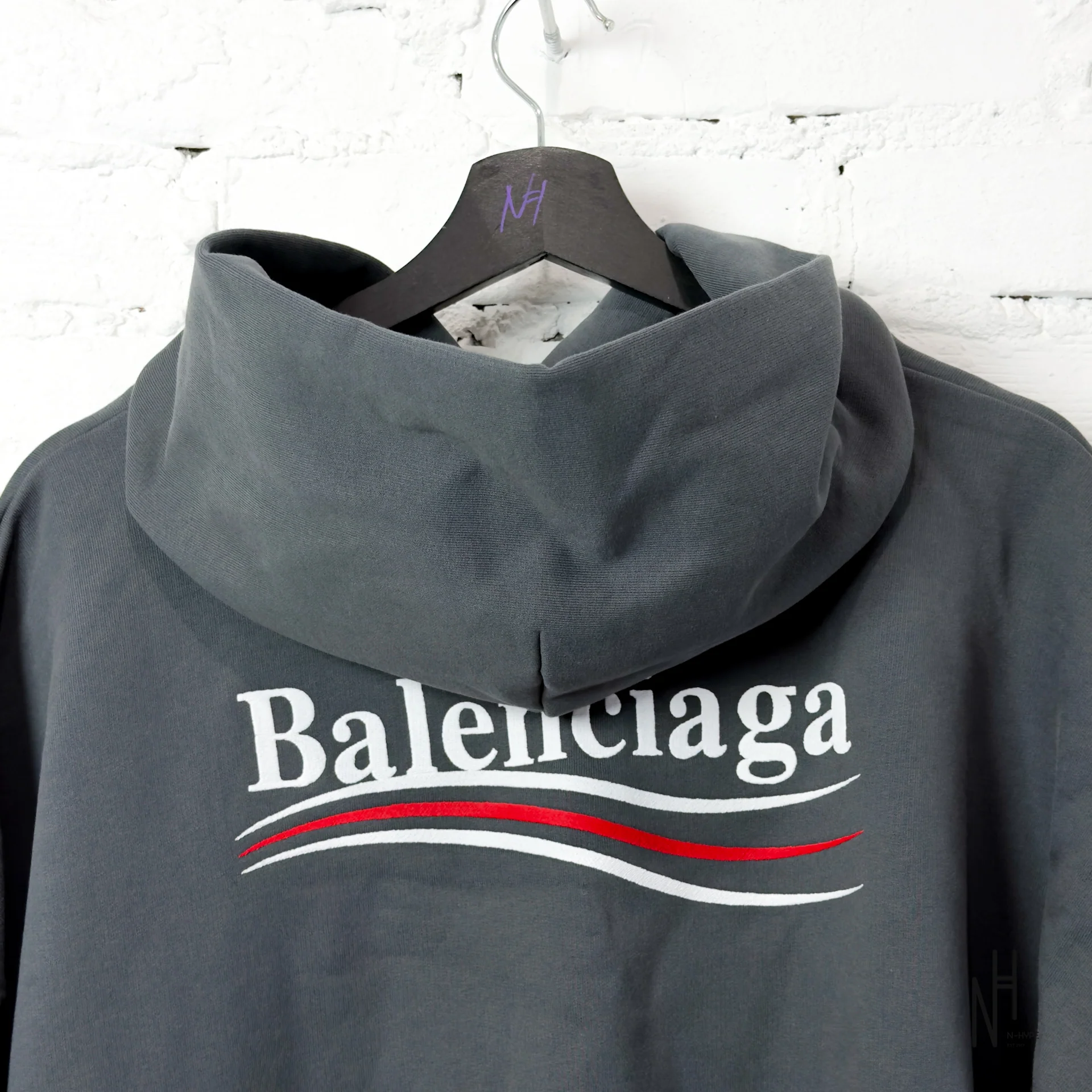 Balenciaga Political Campaign Large Fit Hoodie Dark Grey - Image 4