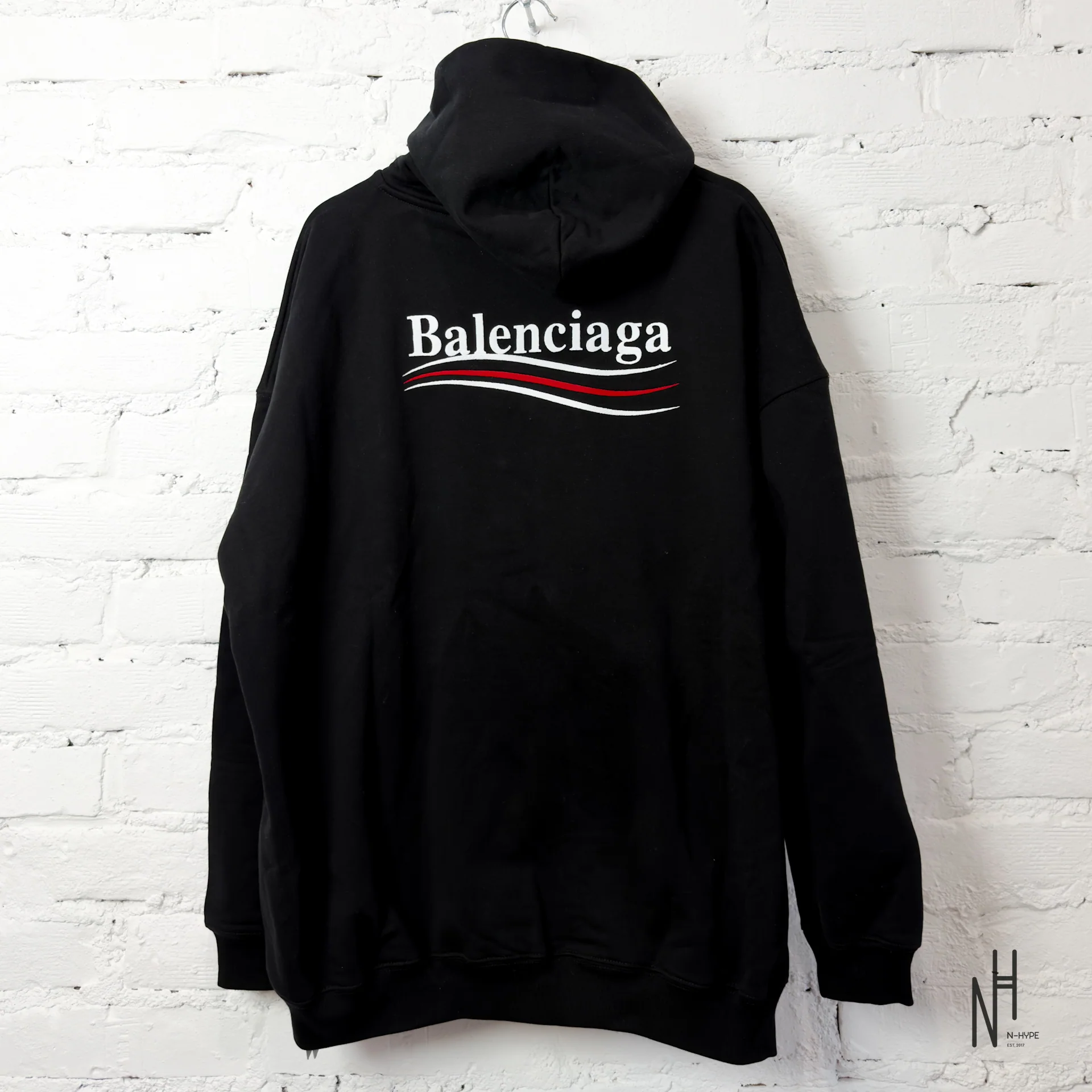Balenciaga Political Campaign Large Hoodie Black - Image 3