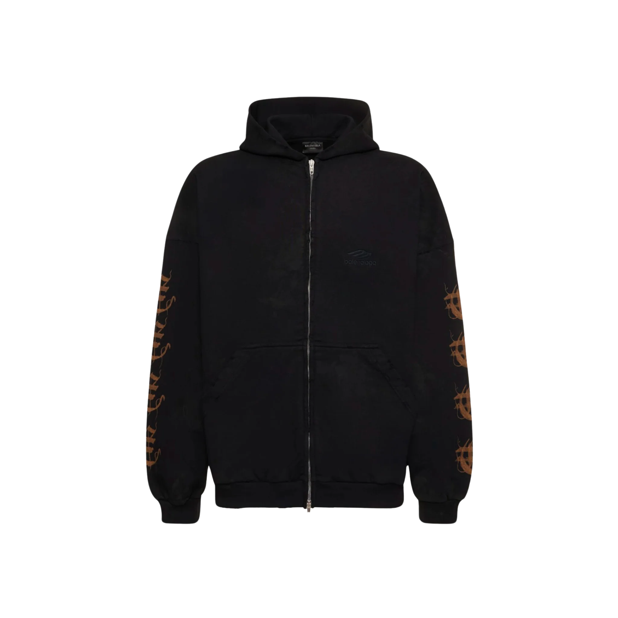 Balenciaga Printed Cotton Heavy Hoodie Black