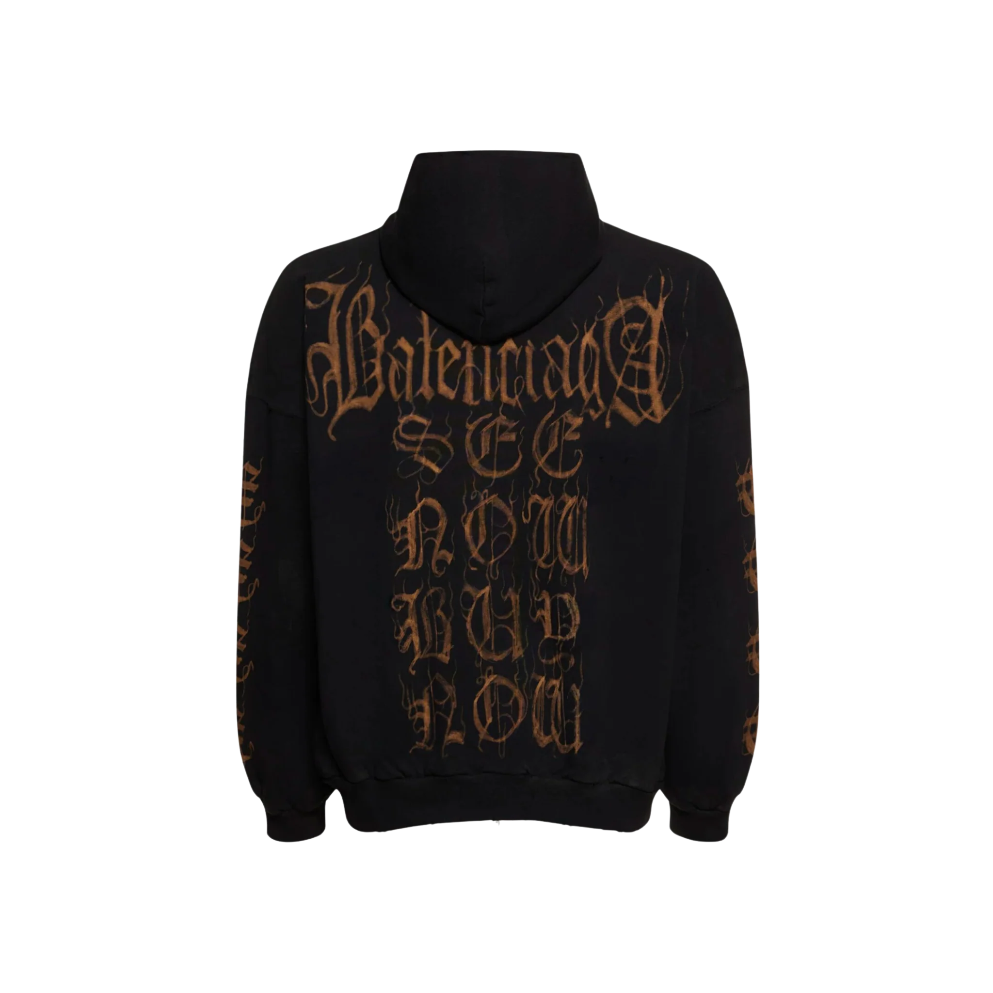 Balenciaga Printed Cotton Heavy Hoodie Black - Image 2