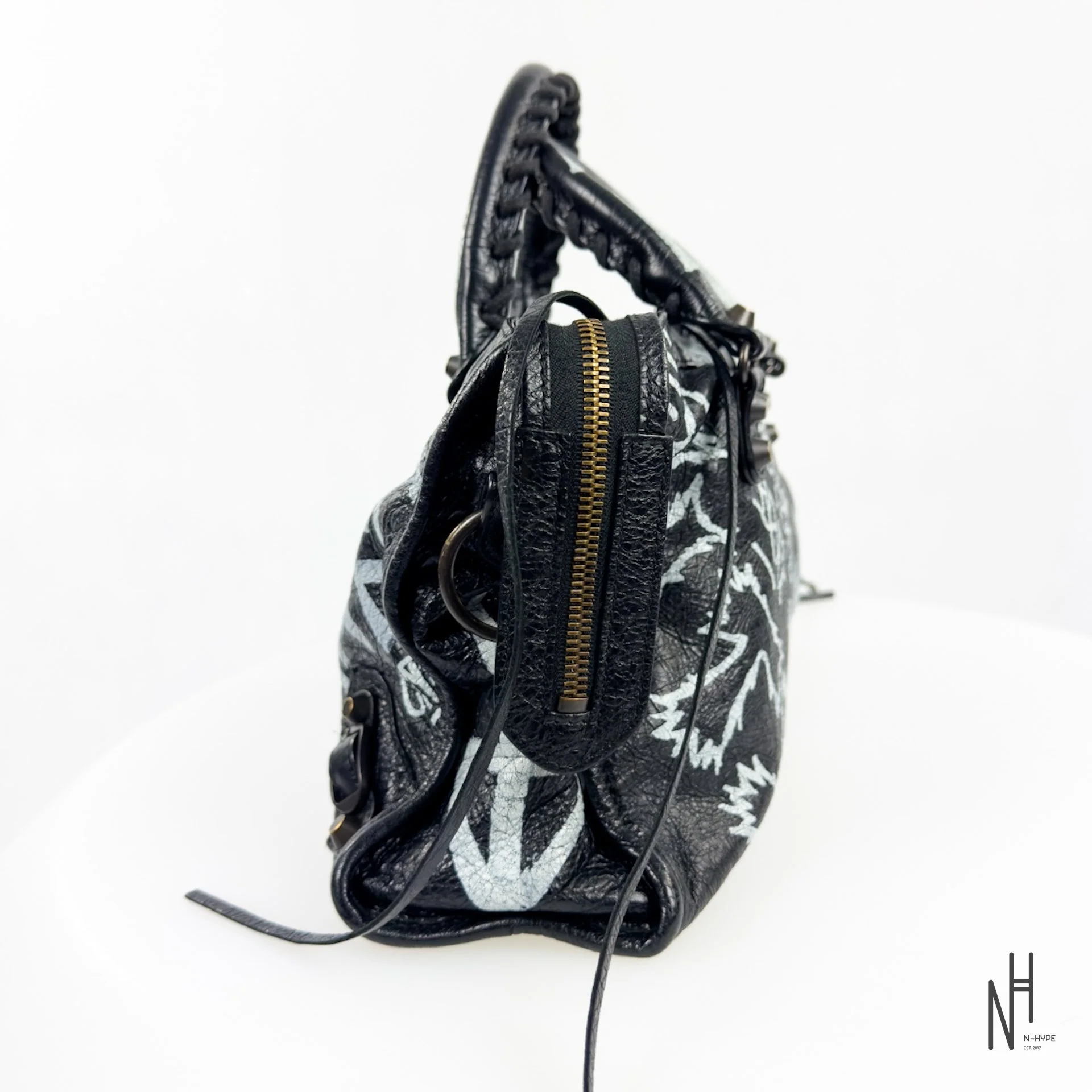 Balenciaga Small Classic City Graffiti Leather Shoulder Bag - Image 3