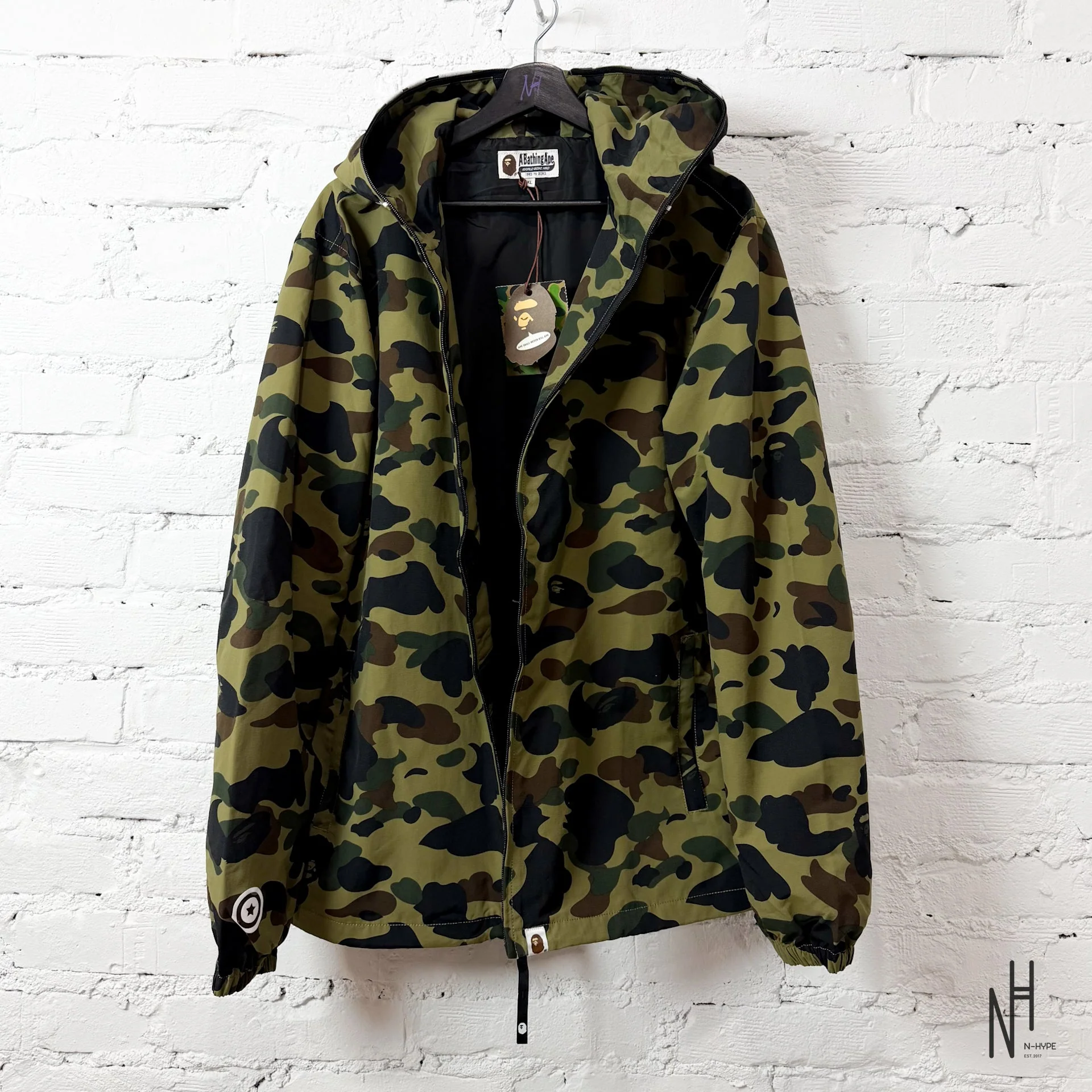 BAPE 1ST Camo 2ND Ape Full Zip Hoodie Jacket Green