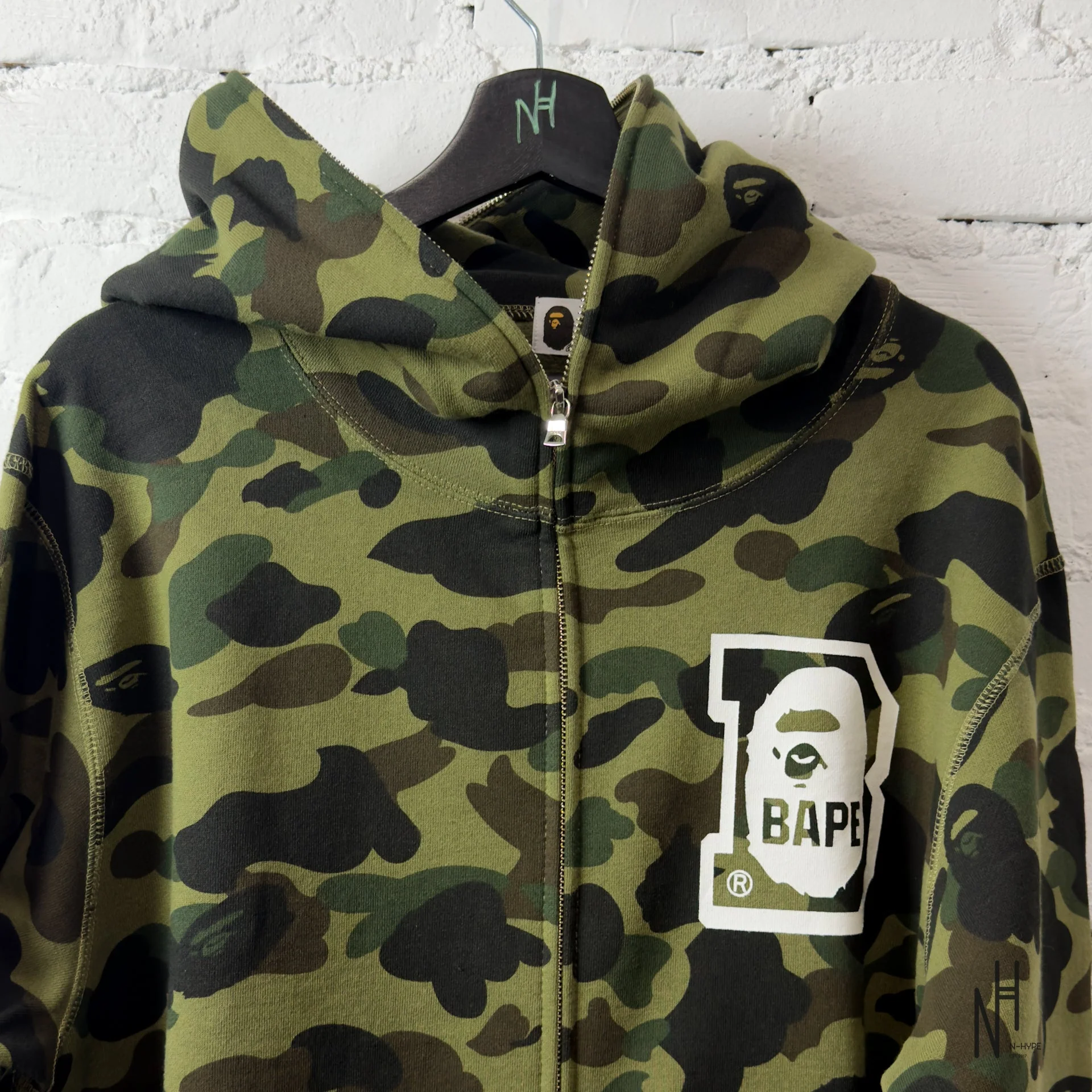 BAPE 1st Camo Bape Full Zip Hoodie Green - Image 2