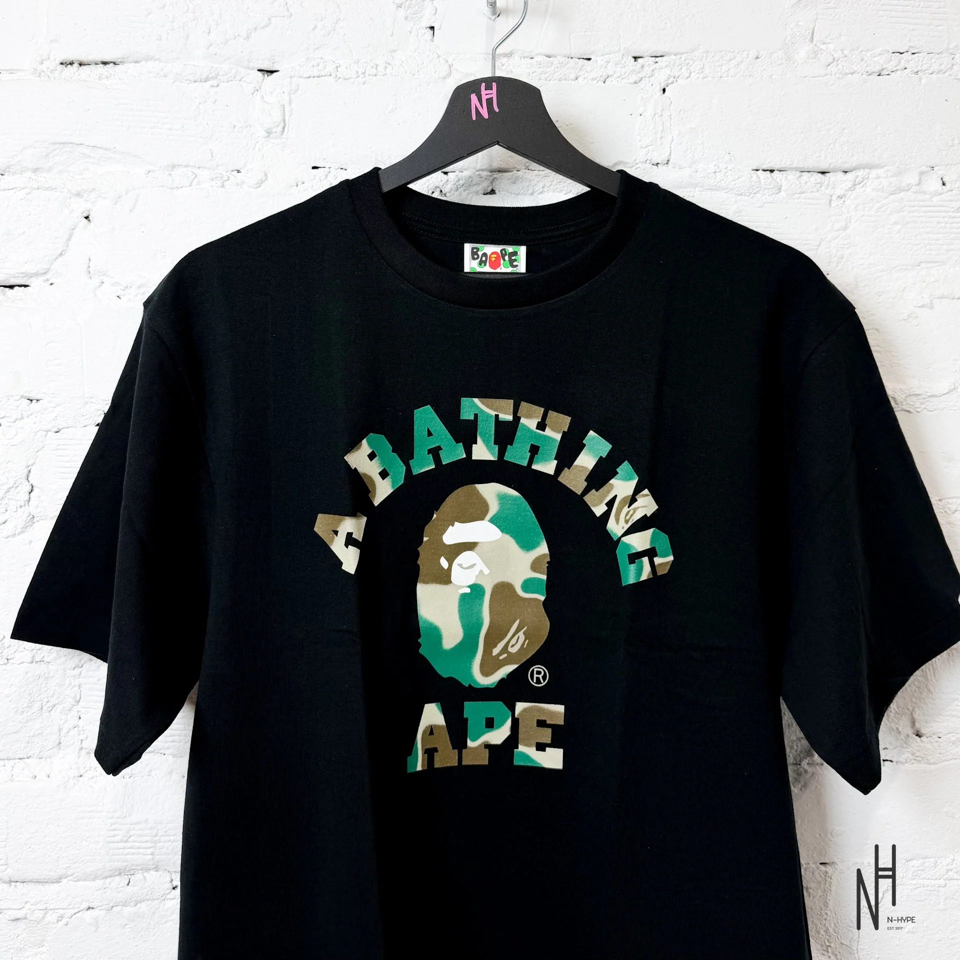 BAPE 1st Camo College Tee Black Olive Drab - Image 2
