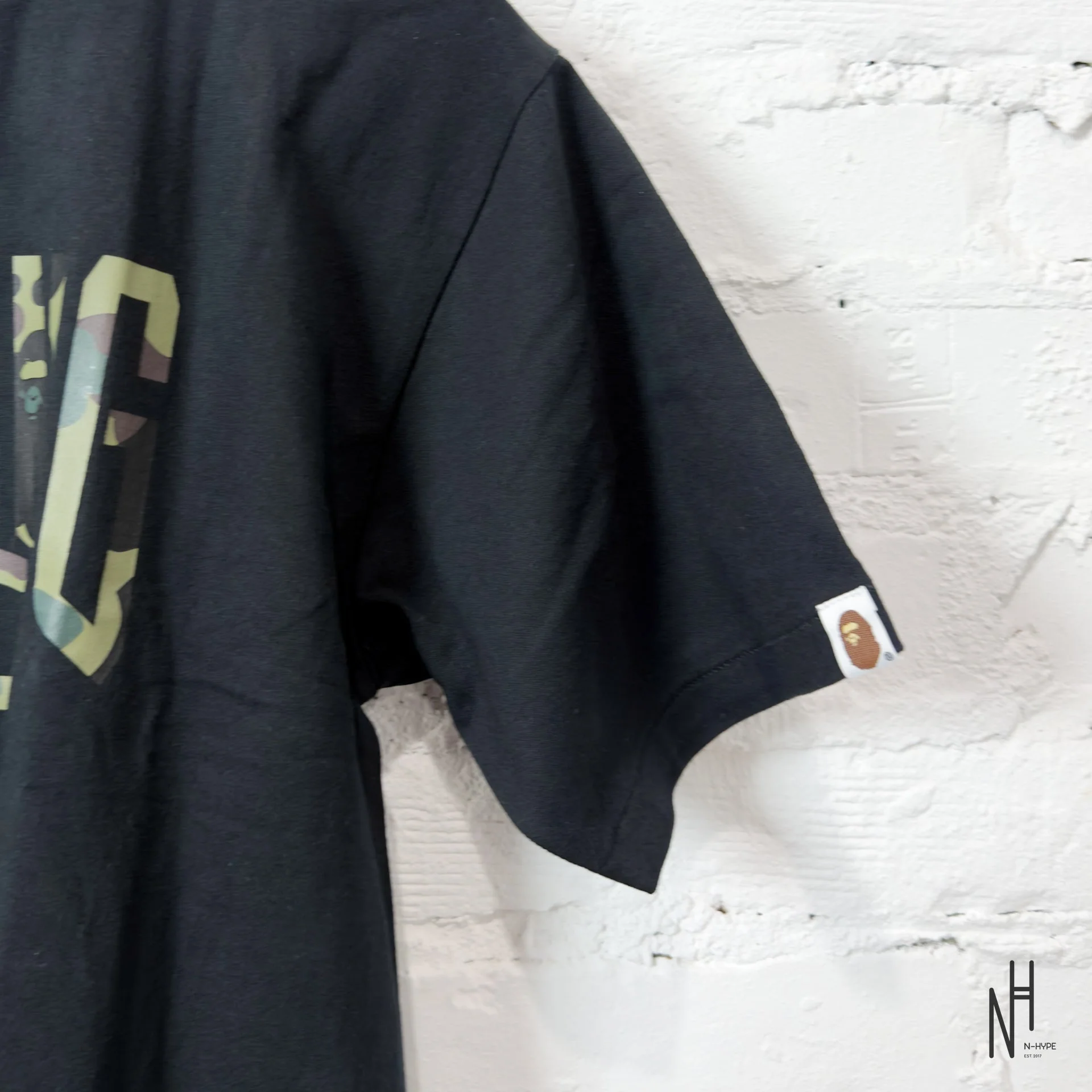 BAPE 1st Camo NYC Logo Tee Black Green - Image 3