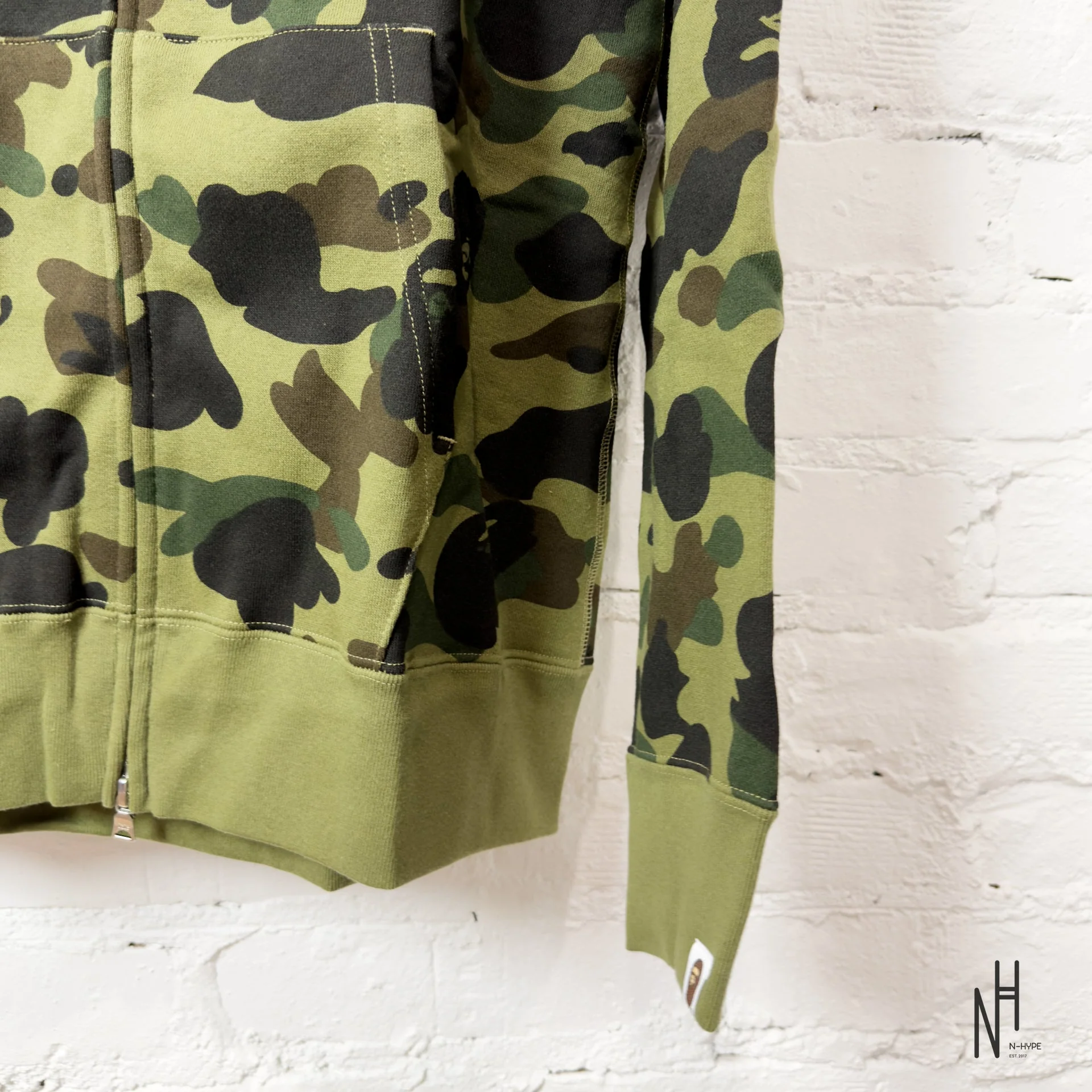 BAPE 1ST Camo Shark Full Zip Hoodie Green - Image 4