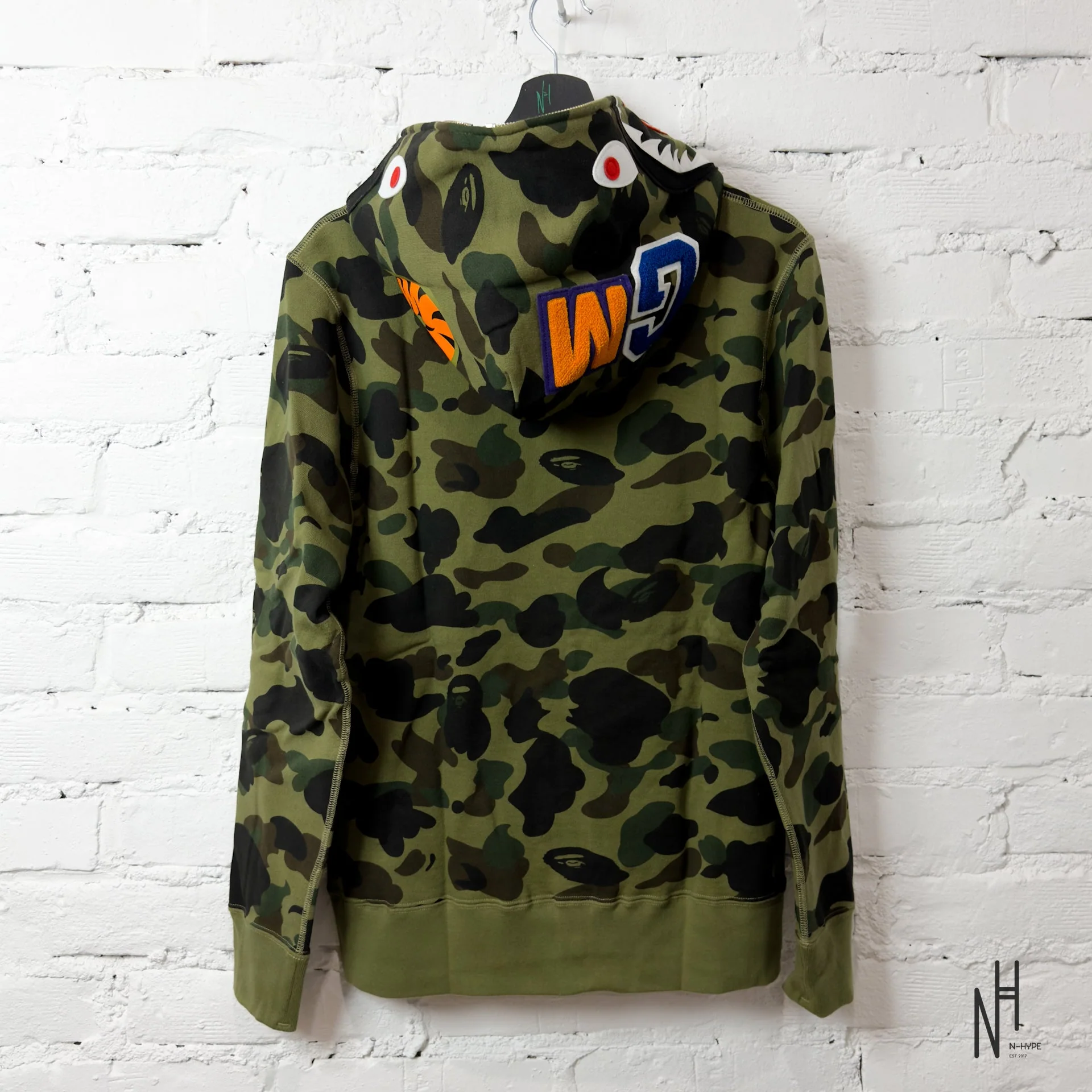 BAPE 1ST Camo Shark Full Zip Hoodie Green - Image 5