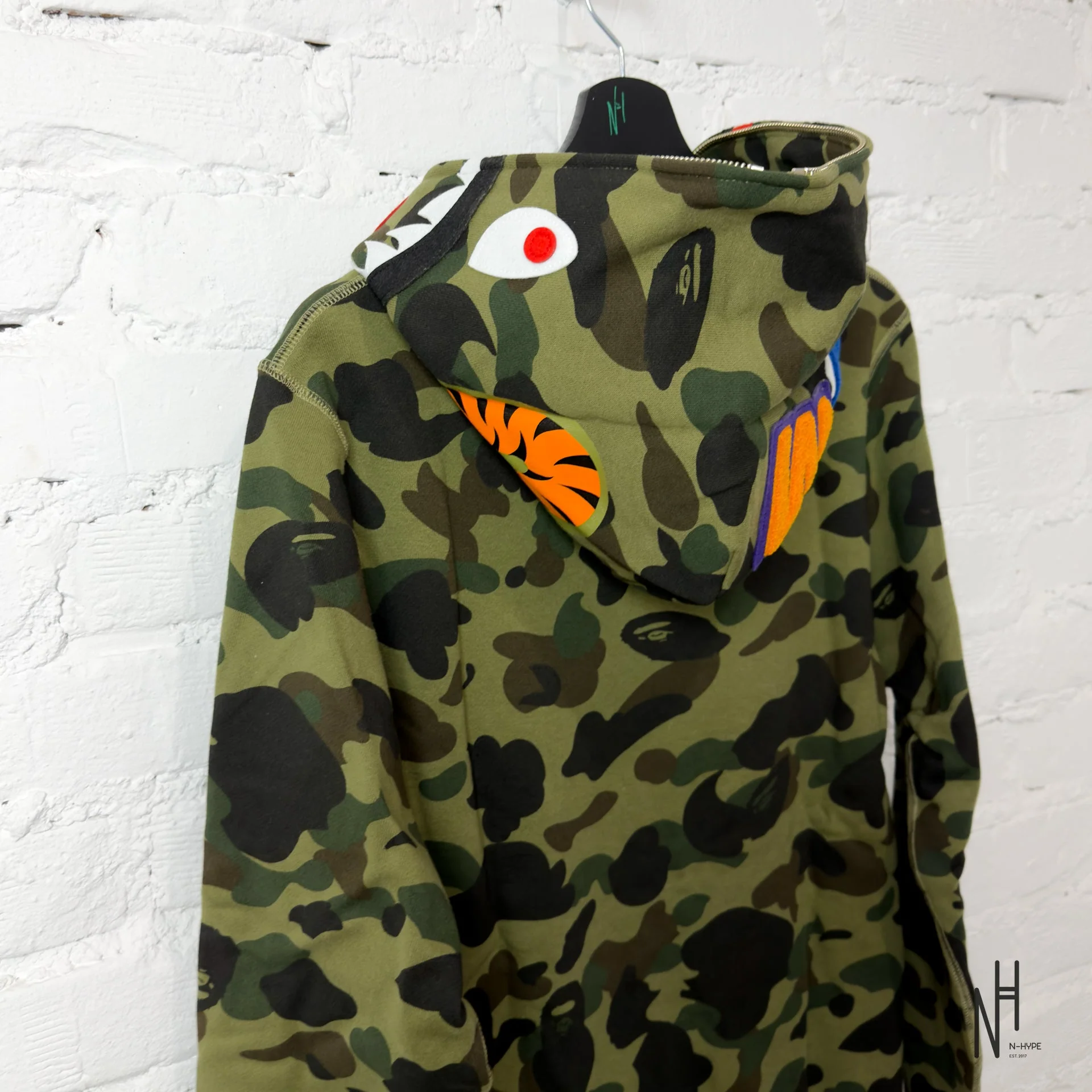 BAPE 1ST Camo Shark Full Zip Hoodie Green - Image 6