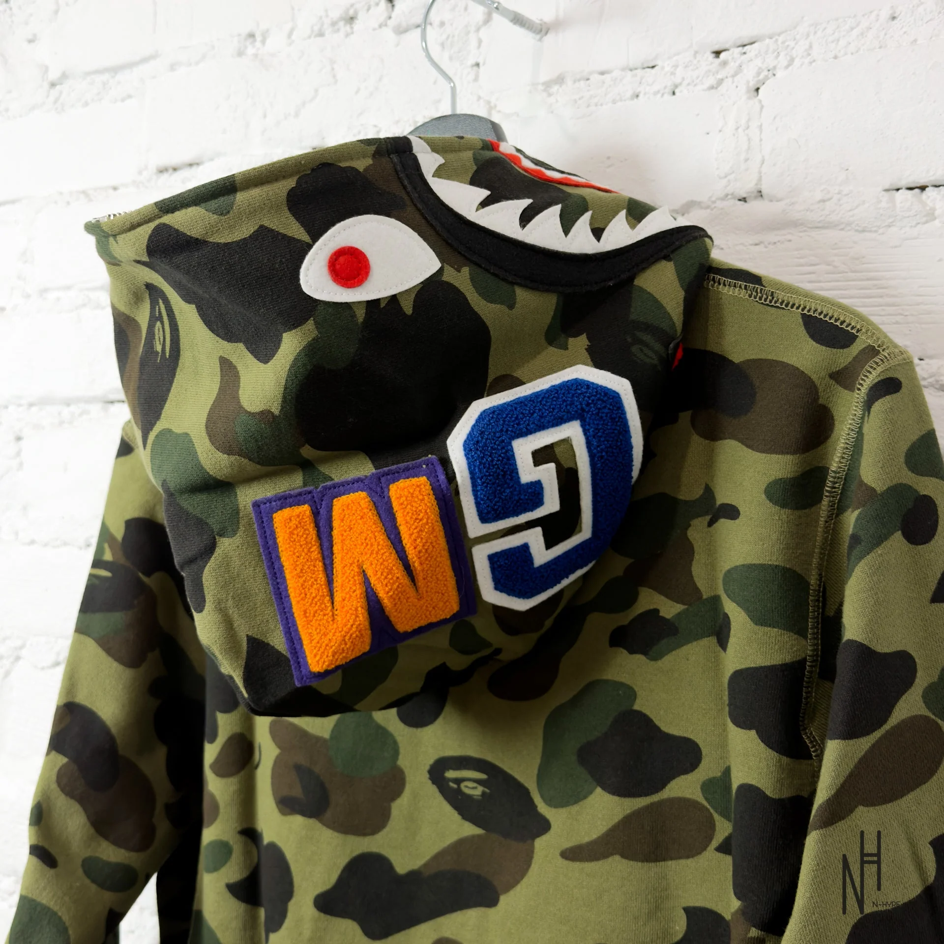 BAPE 1ST Camo Shark Full Zip Hoodie Green - Image 7
