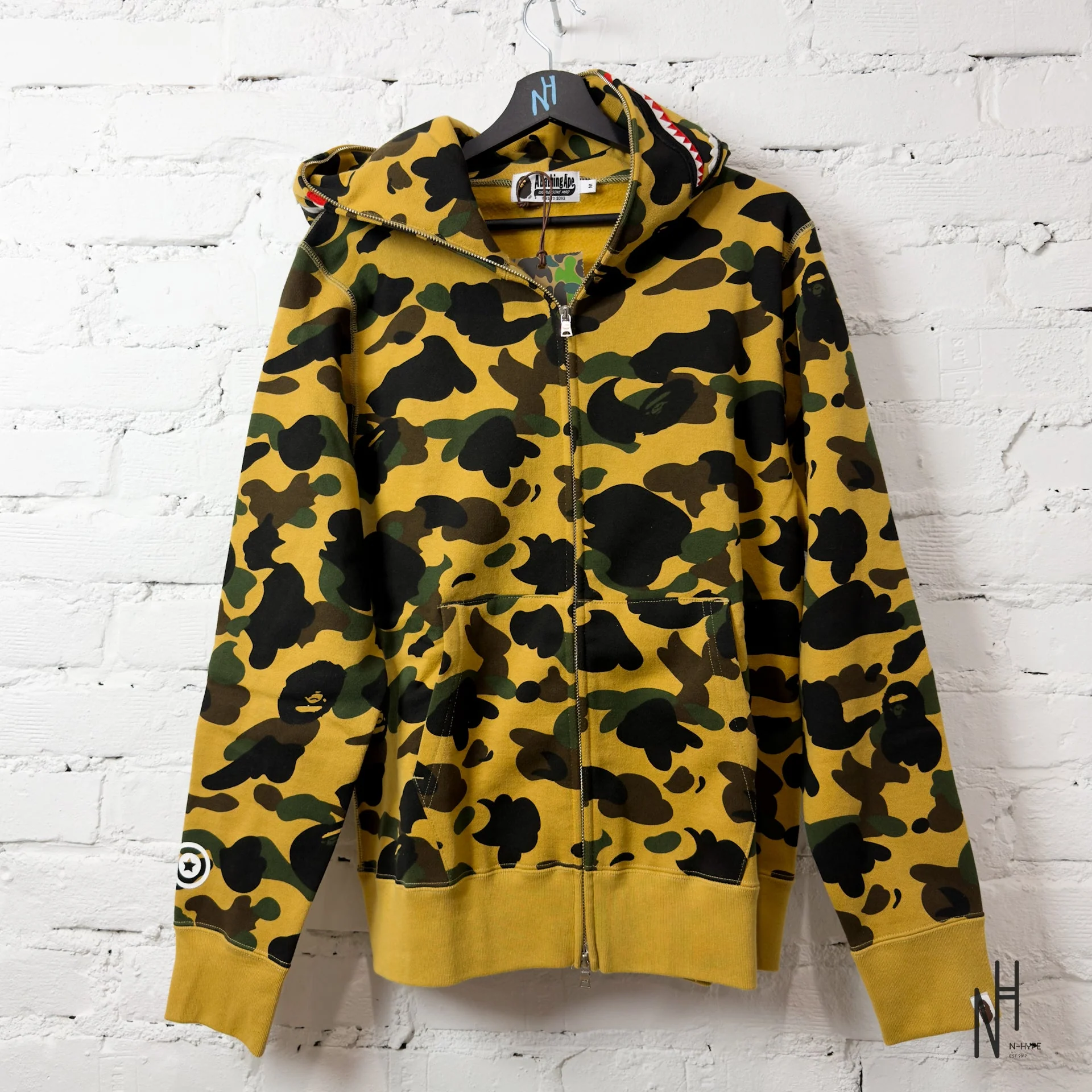 BAPE 1st Camo Shark Full Zip Hoodie Yellow