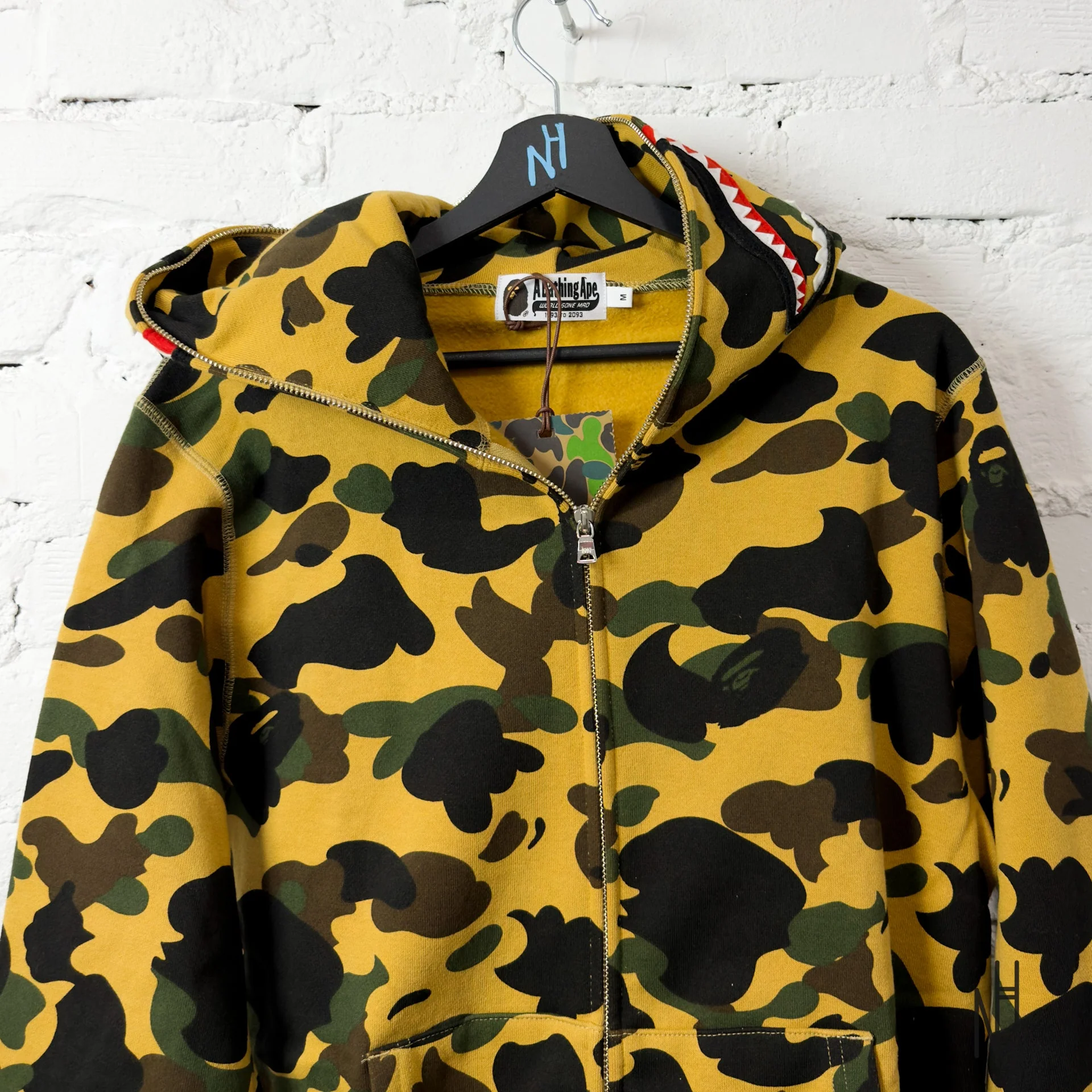 BAPE 1st Camo Shark Full Zip Hoodie Yellow - Image 2