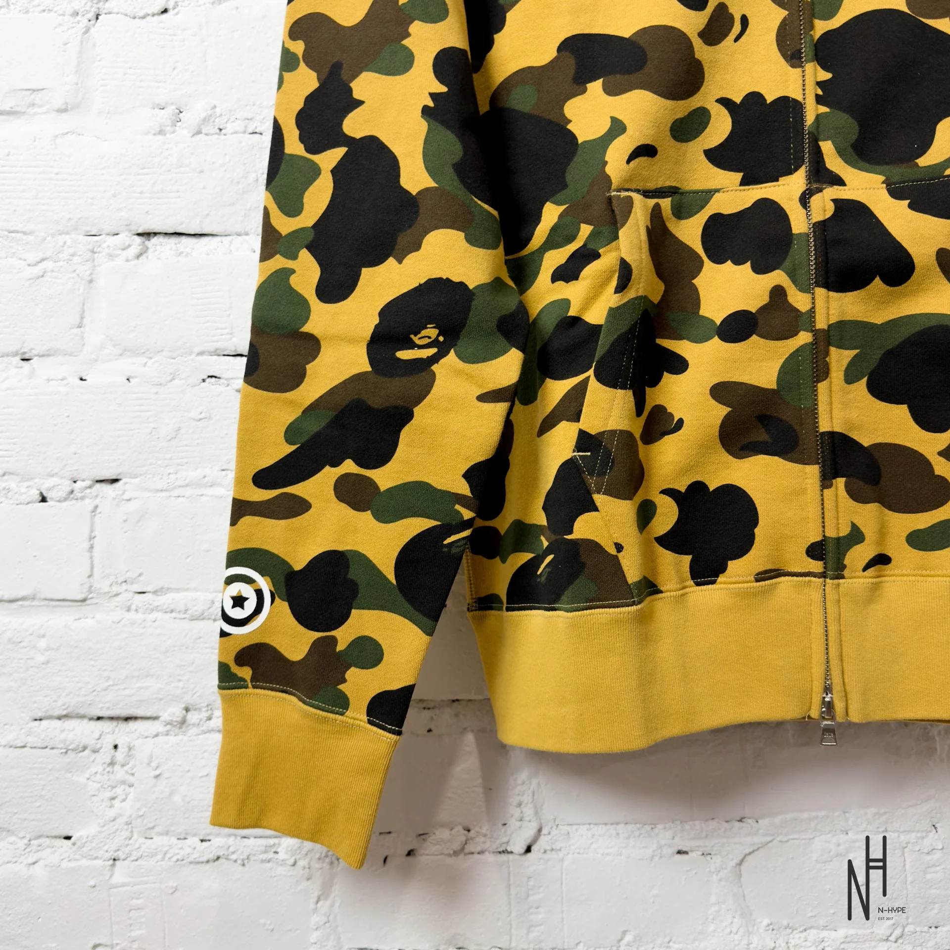 BAPE 1st Camo Shark Full Zip Hoodie Yellow - Image 3