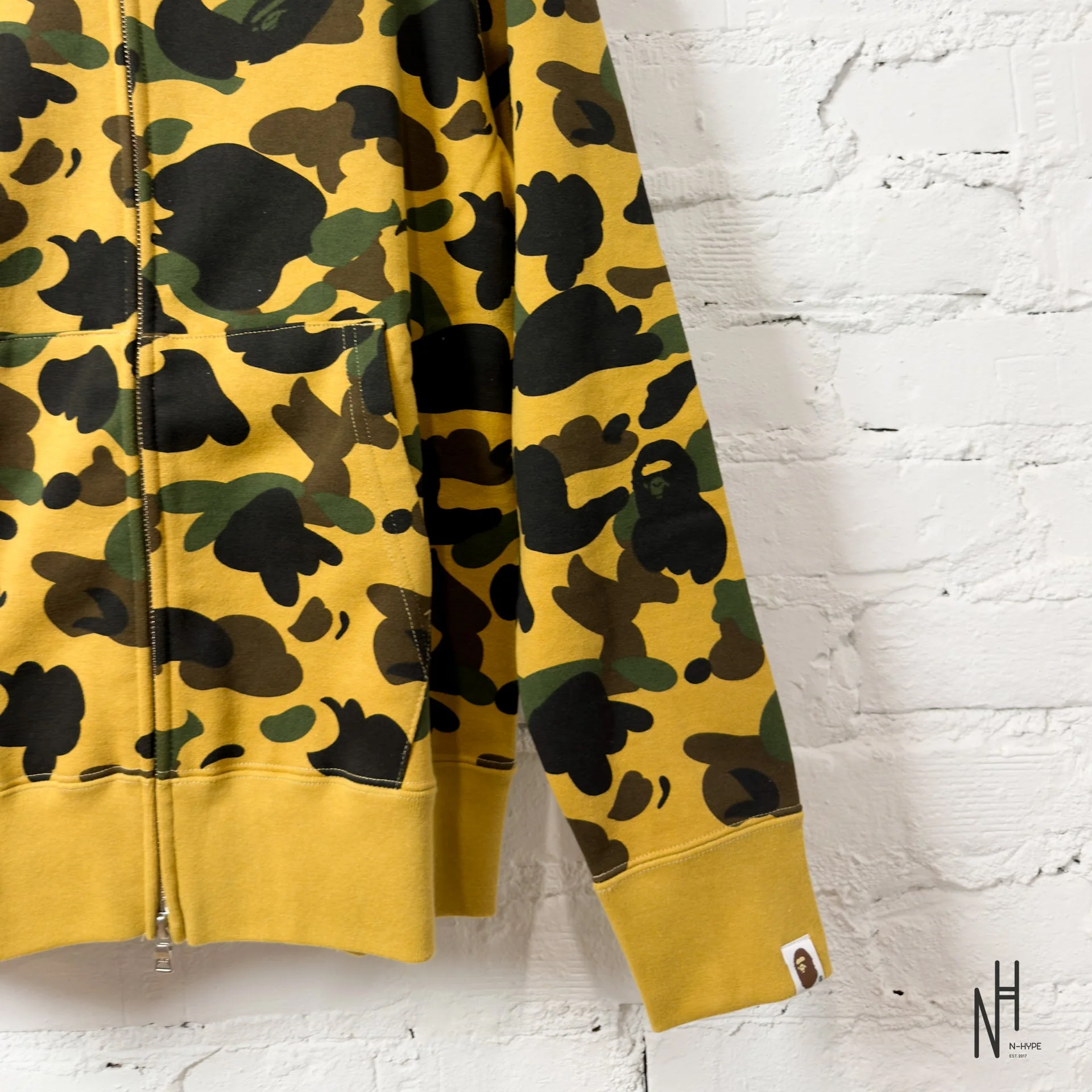 BAPE 1st Camo Shark Full Zip Hoodie Yellow - Image 4
