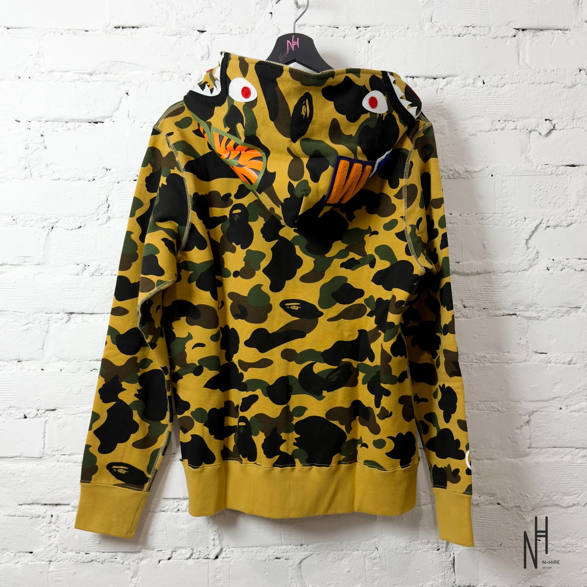 BAPE 1st Camo Shark Full Zip Hoodie Yellow - Image 5