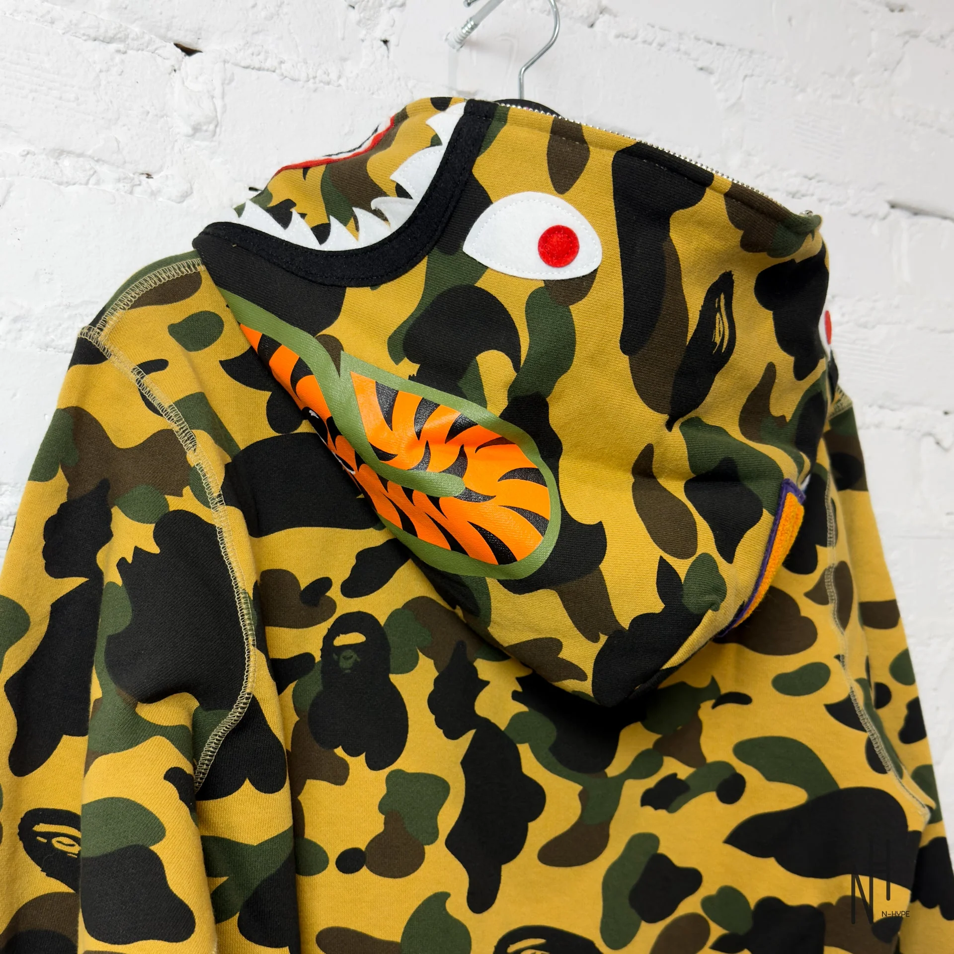 BAPE 1st Camo Shark Full Zip Hoodie Yellow - Image 6