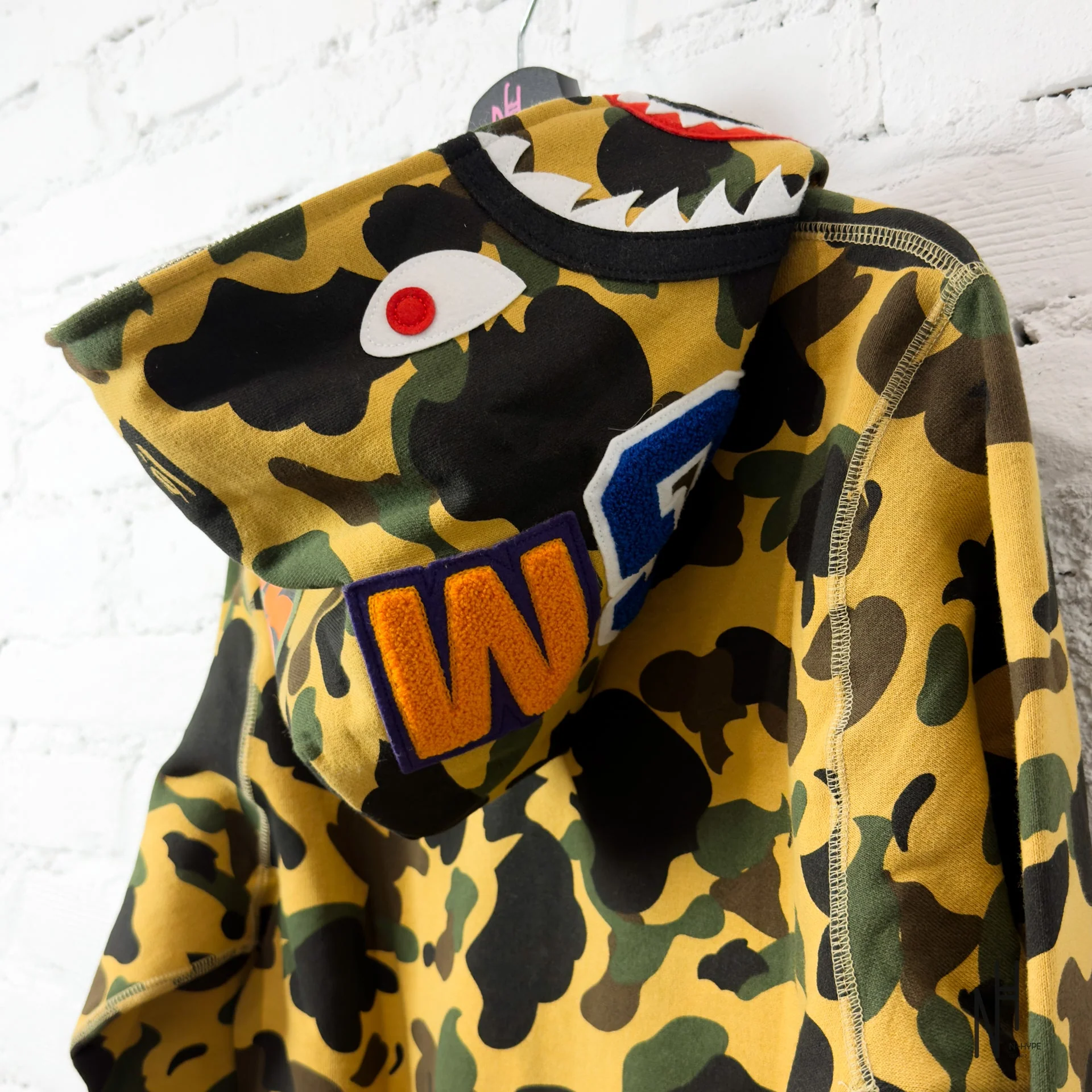 BAPE 1st Camo Shark Full Zip Hoodie Yellow - Image 7
