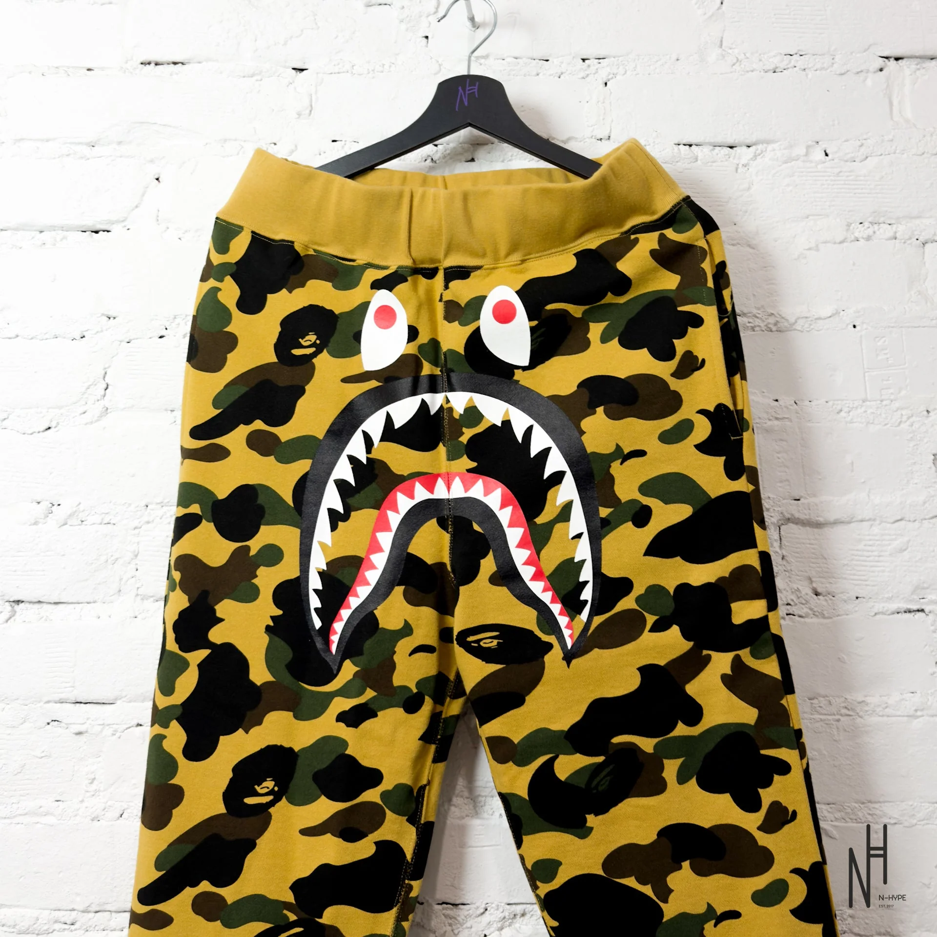 BAPE 1st Camo Shark Slim Sweat Pants (SS22) Yellow  Black - Image 2