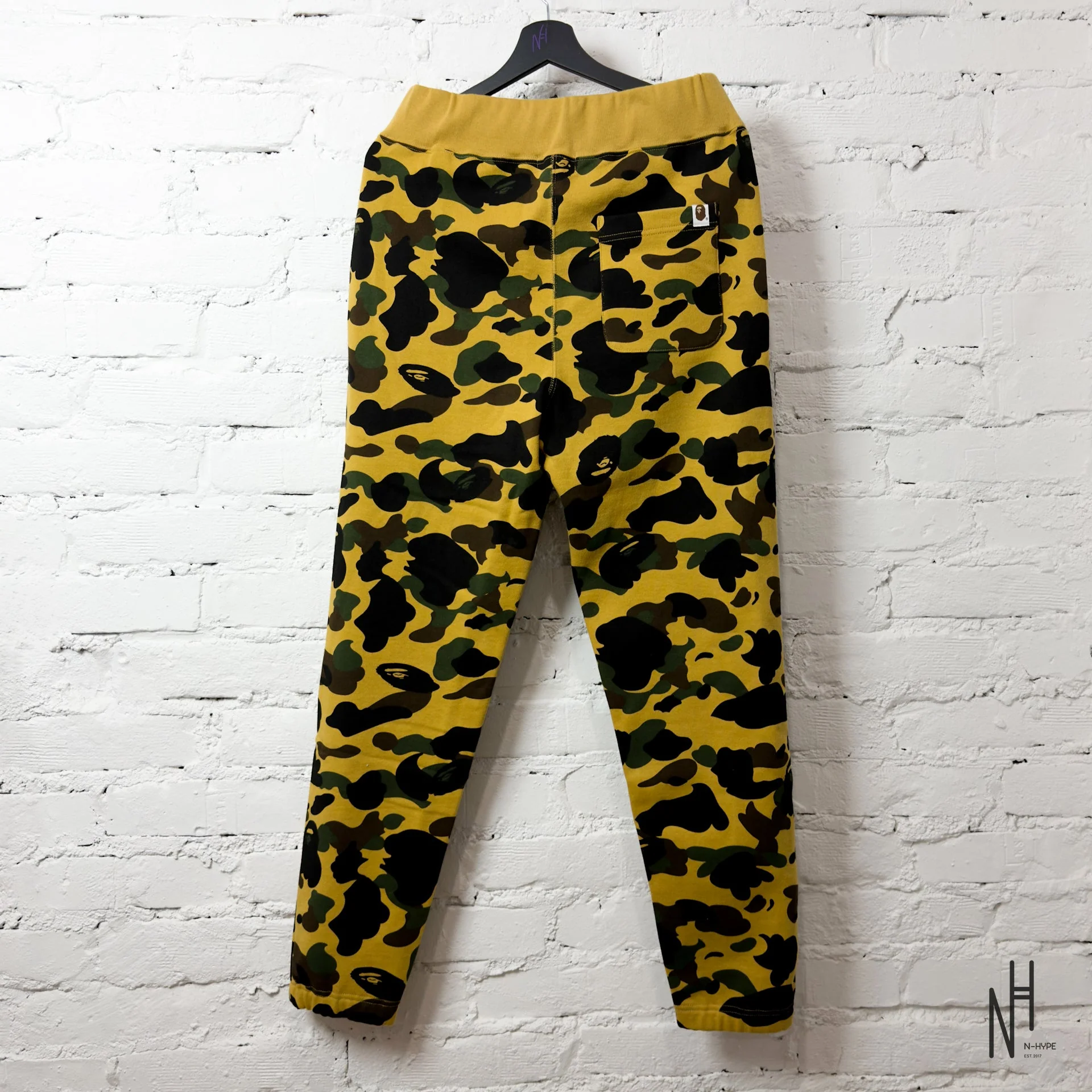 BAPE 1st Camo Shark Slim Sweat Pants (SS22) Yellow  Black - Image 3