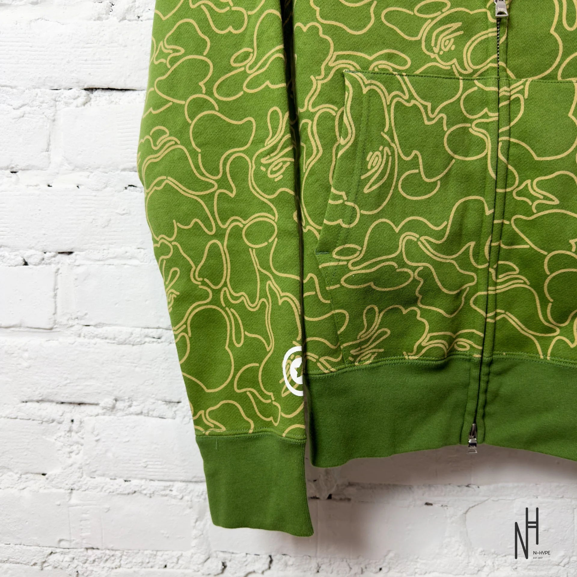 BAPE 30th Anniversary Line Camo Shark Full Zip Hoodie Green - Image 3