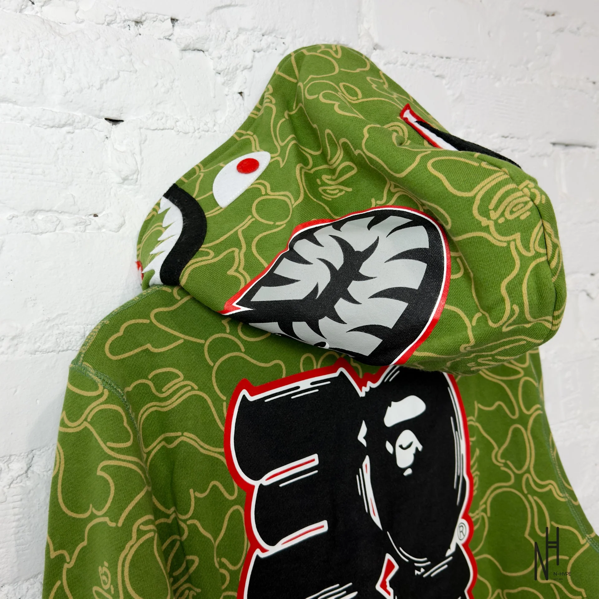 BAPE 30th Anniversary Line Camo Shark Full Zip Hoodie Green - Image 7