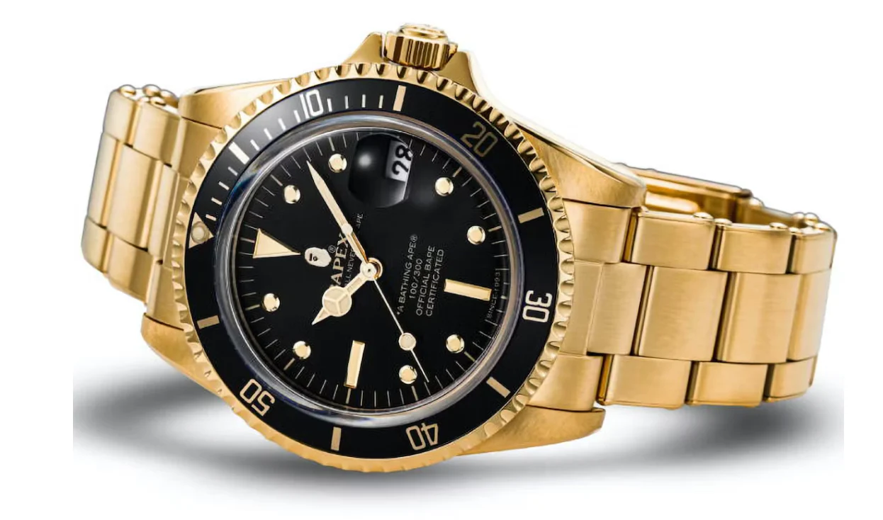 BAPE A Bathing Ape Type 1 Bapex Watch Gold Black - Image 2