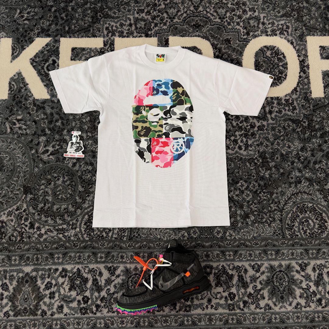 BAPE ABC Camo Crazy Big Ape Head Tee White - Image 3