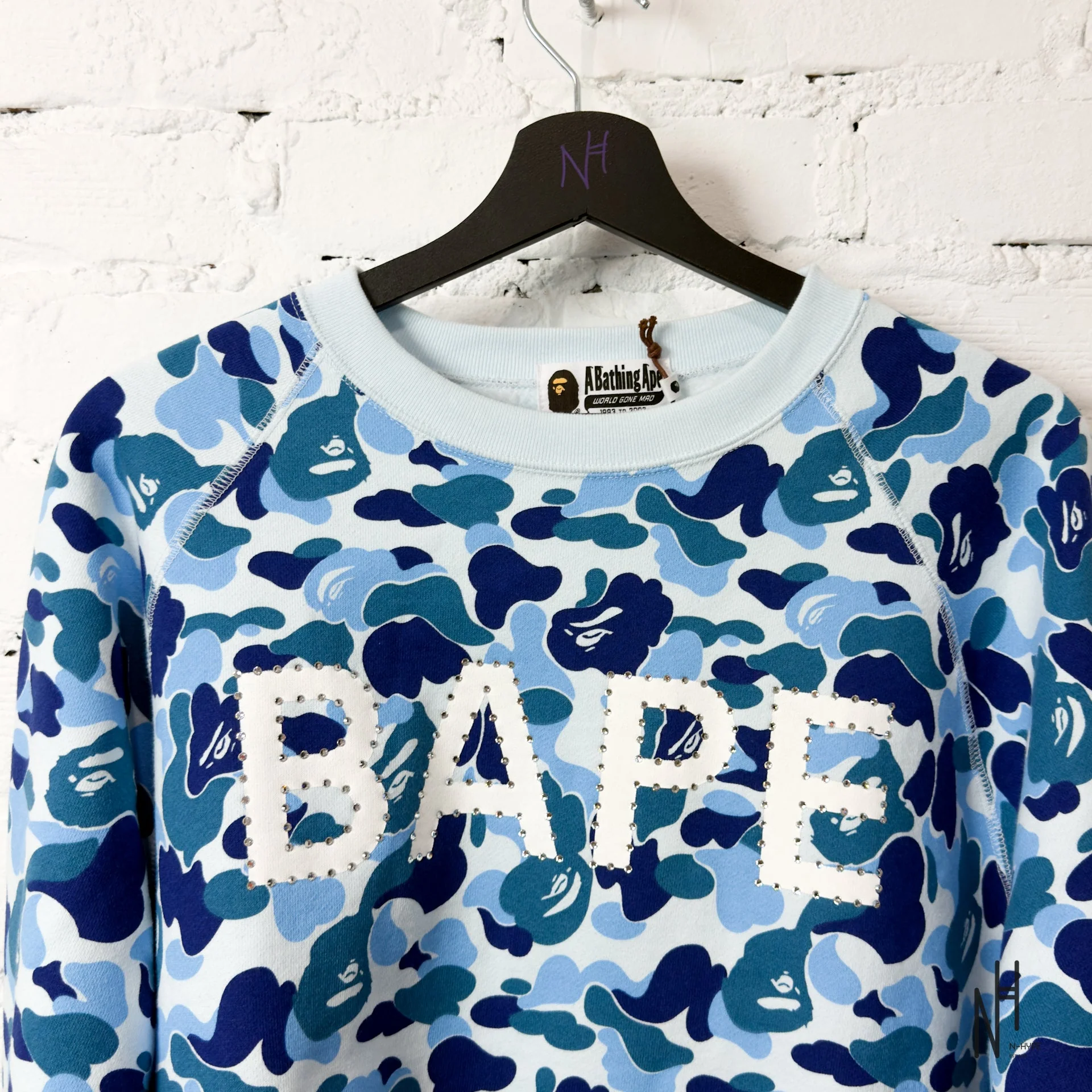 Bape ABC Camo Crystal Stone Crewneck Blue - Image 2