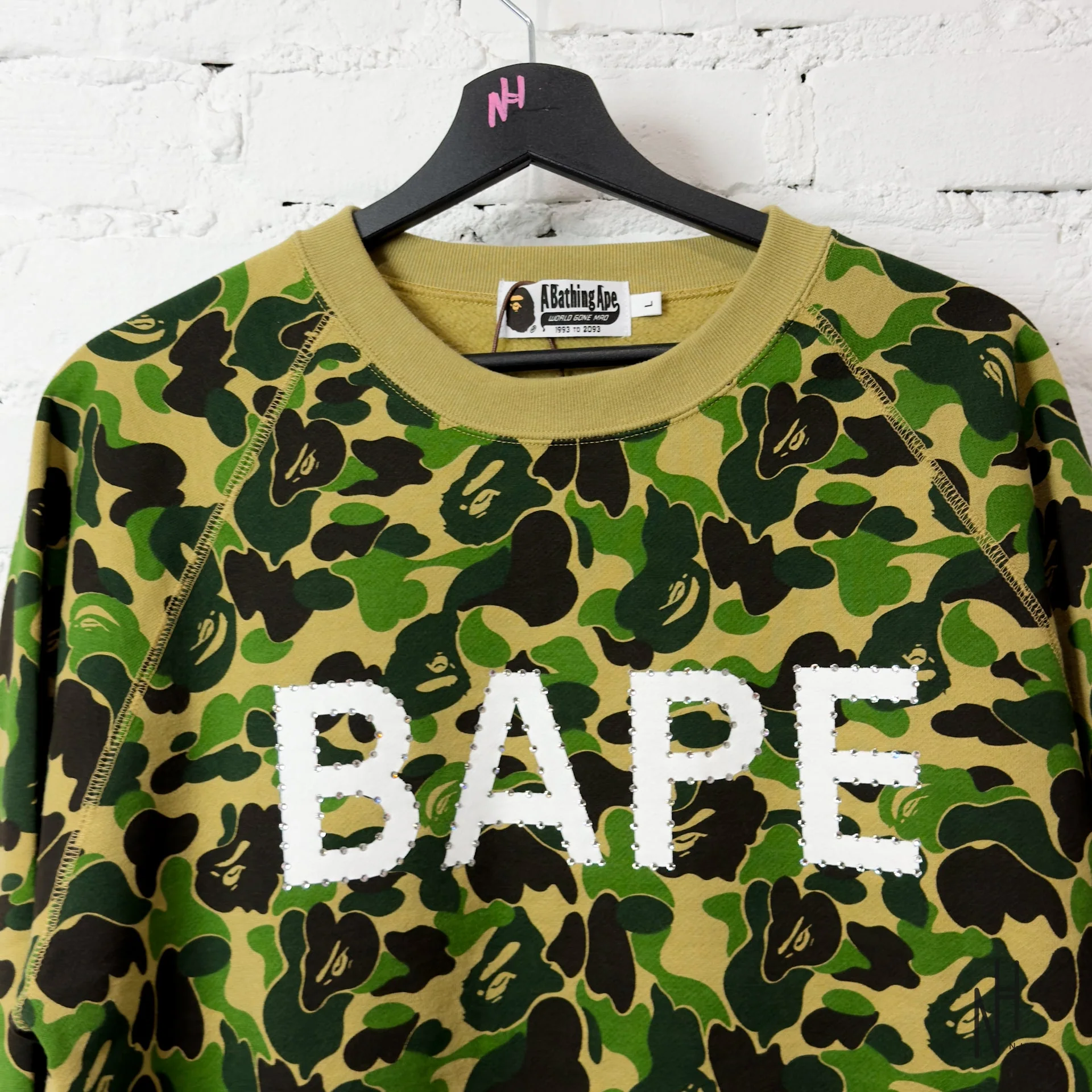 Bape ABC Camo Crystal Stone Crewneck Green - Image 2