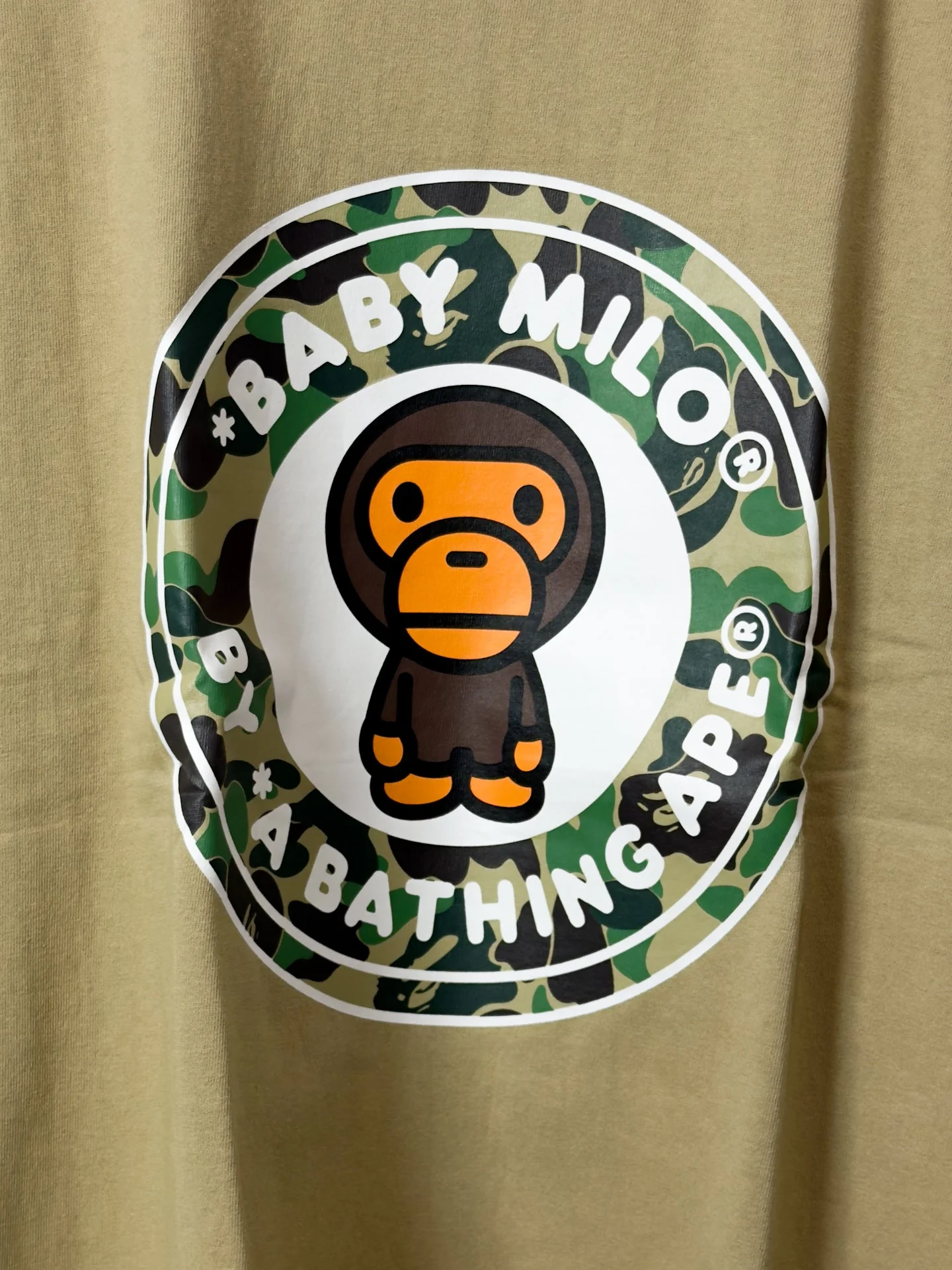 BAPE ABC Camo Milo Busy Works Tee Beige Green - Image 2