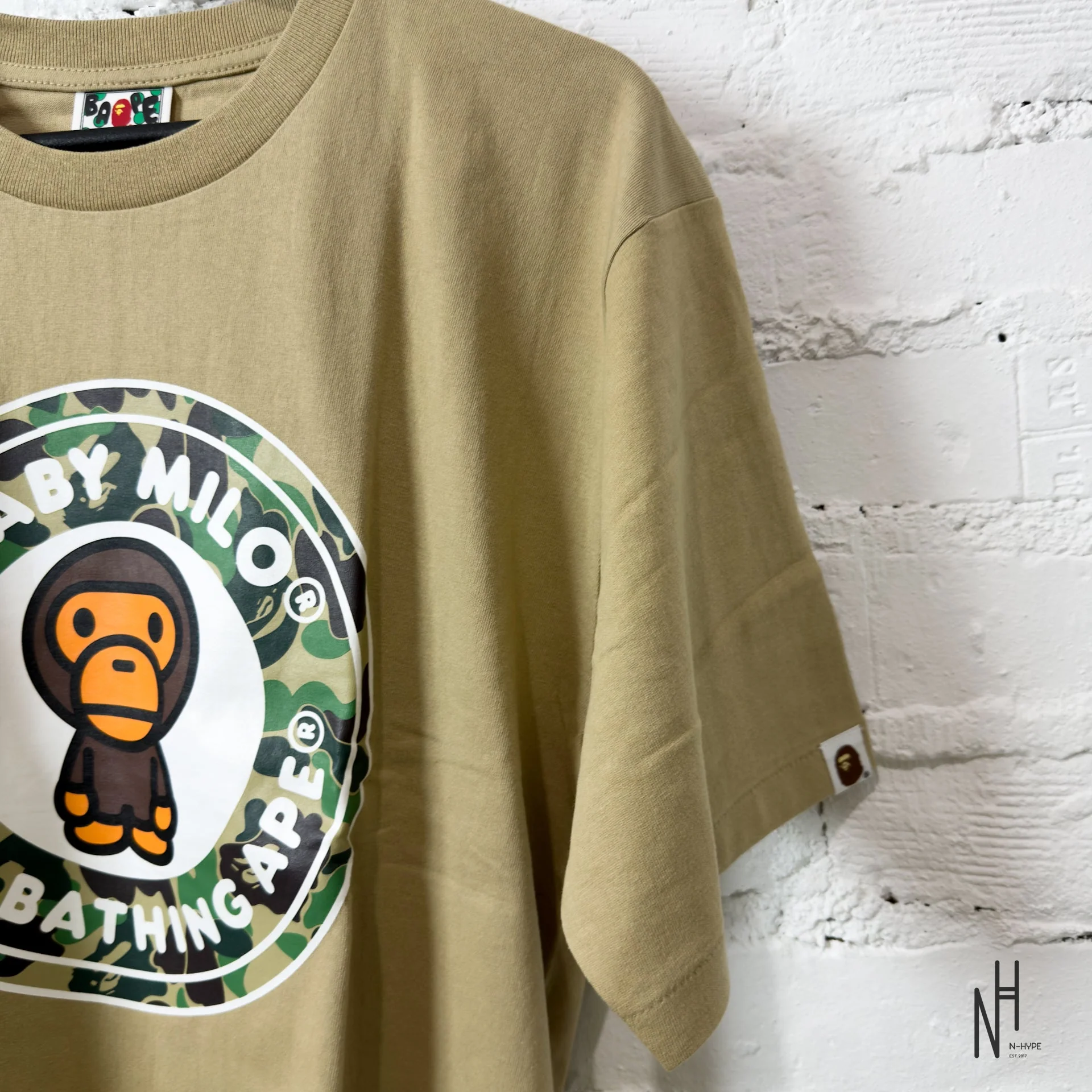 BAPE ABC Camo Milo Busy Works Tee Beige Green - Image 3