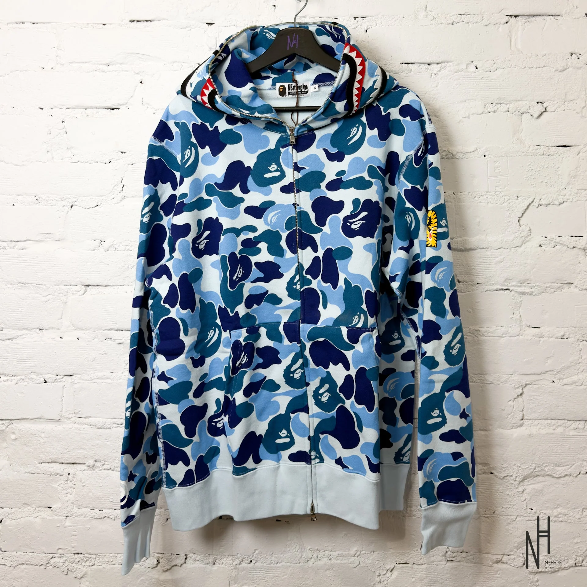 BAPE ABC Camo Shark Full Zip Hoodie Blue PONR
