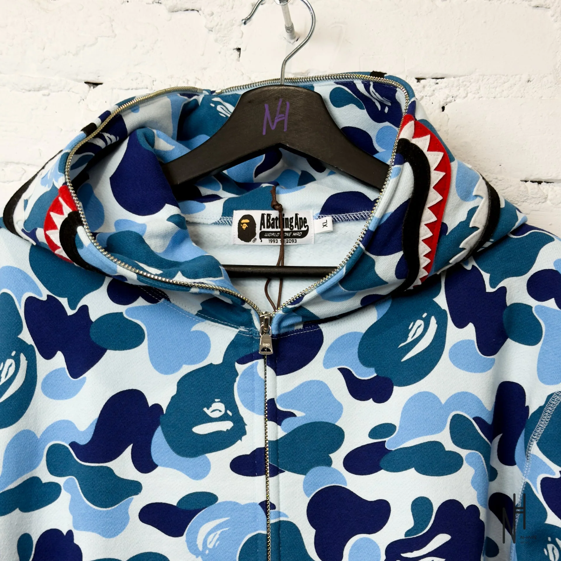 BAPE ABC Camo Shark Full Zip Hoodie Blue PONR - Image 2