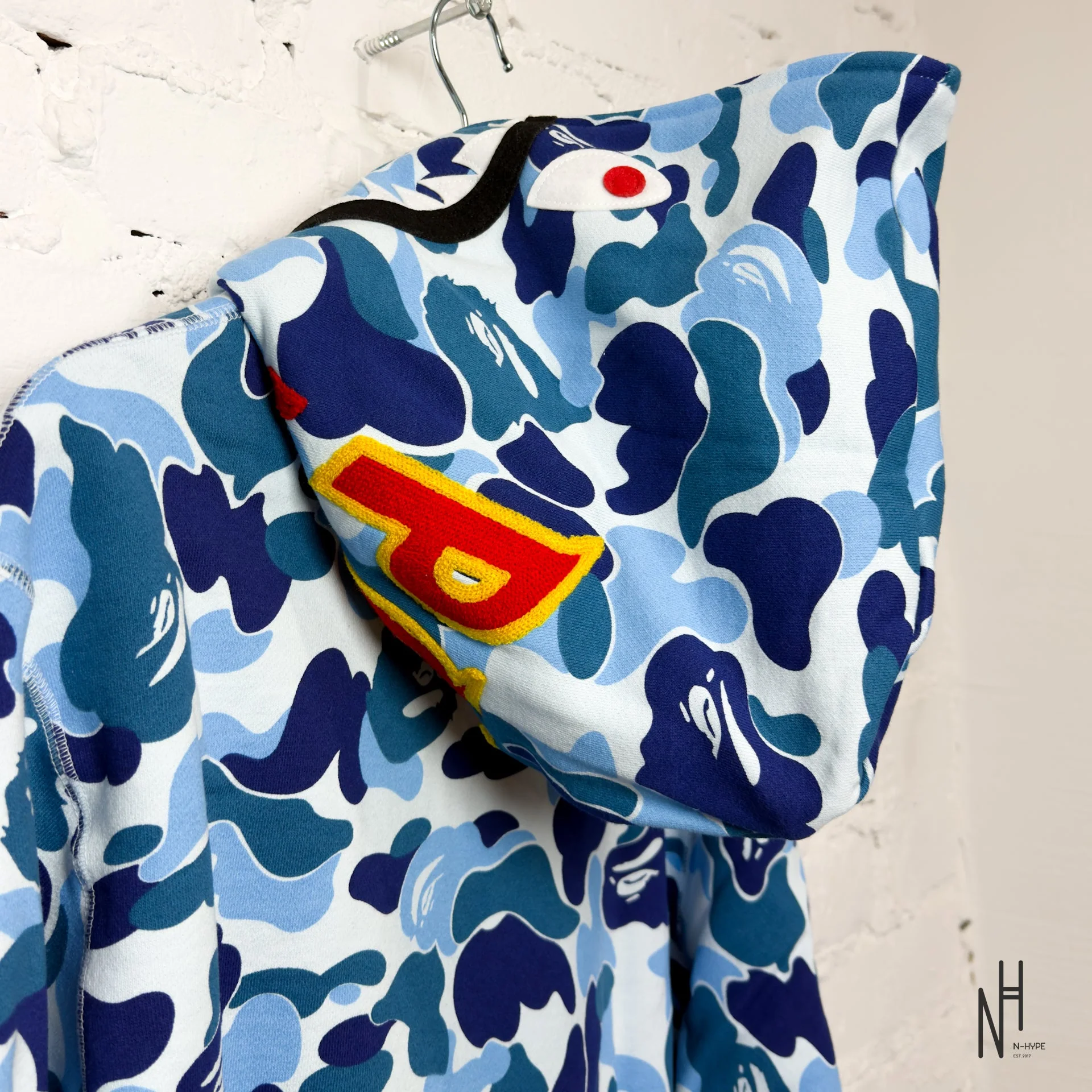 BAPE ABC Camo Shark Full Zip Hoodie Blue PONR - Image 8