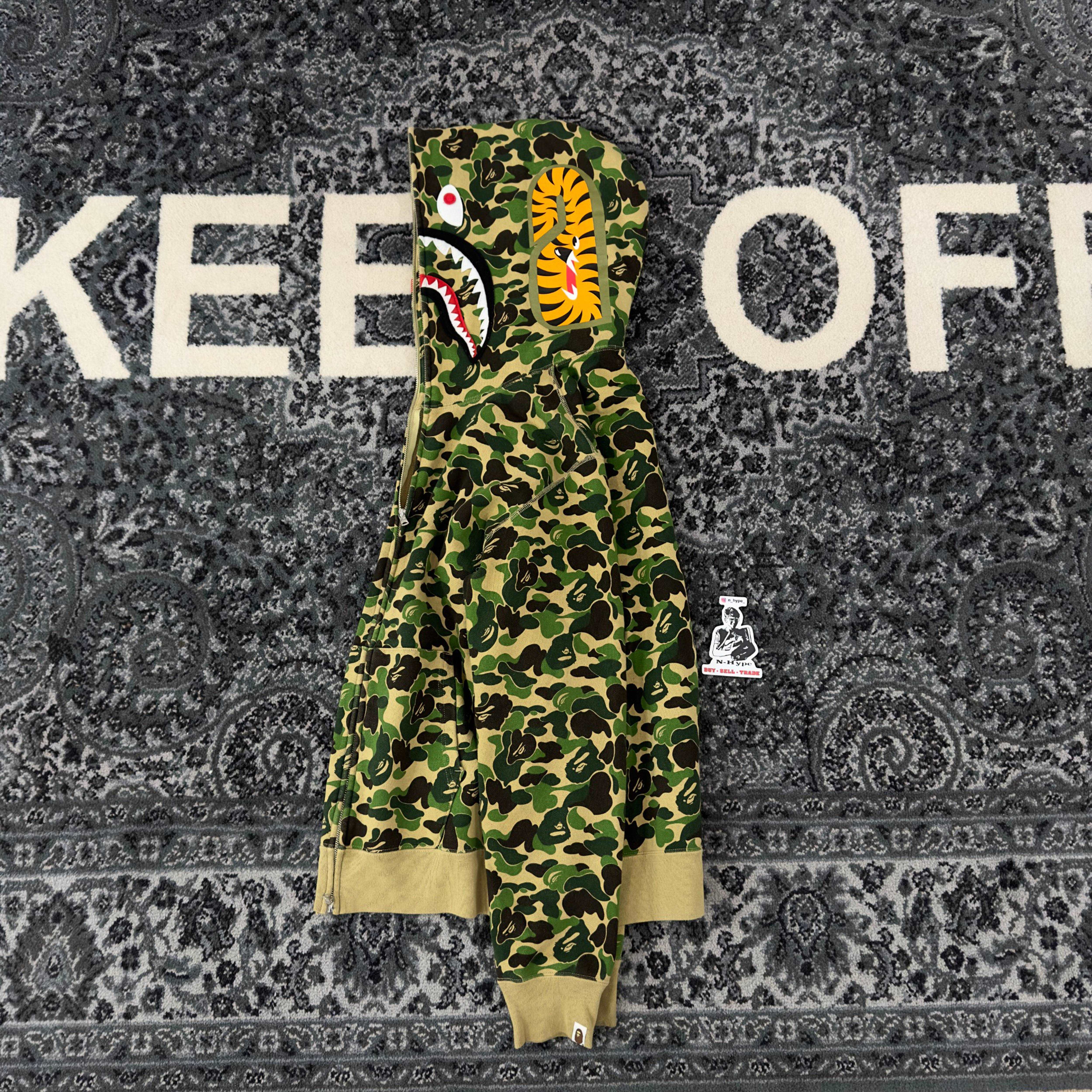 BAPE ABC Camo Shark Full Zip Hoodie Green - Image 5