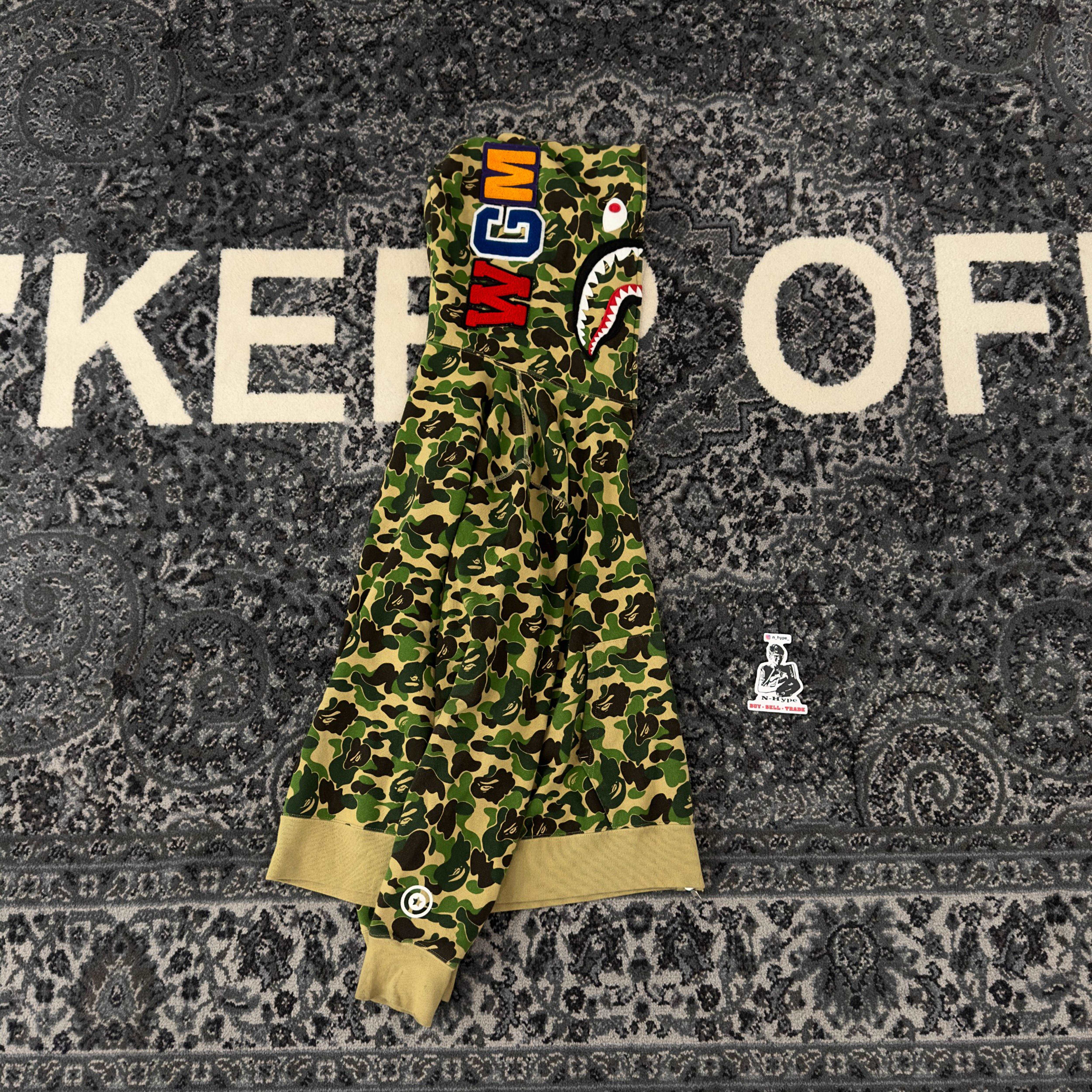 BAPE ABC Camo Shark Full Zip Hoodie Green - Image 6