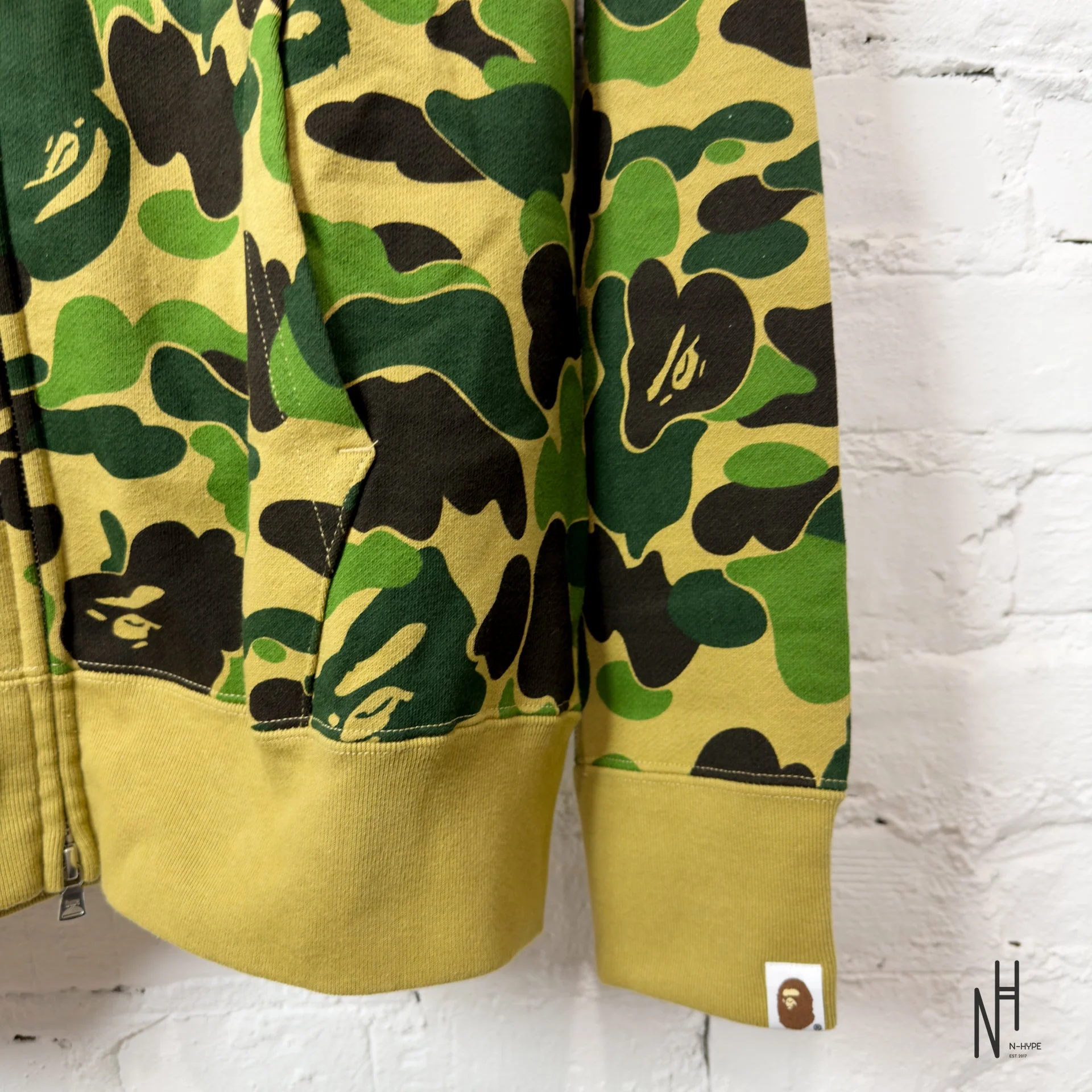 BAPE ABC Camo Shark PONR Full Zip Hoodie Green - Image 3