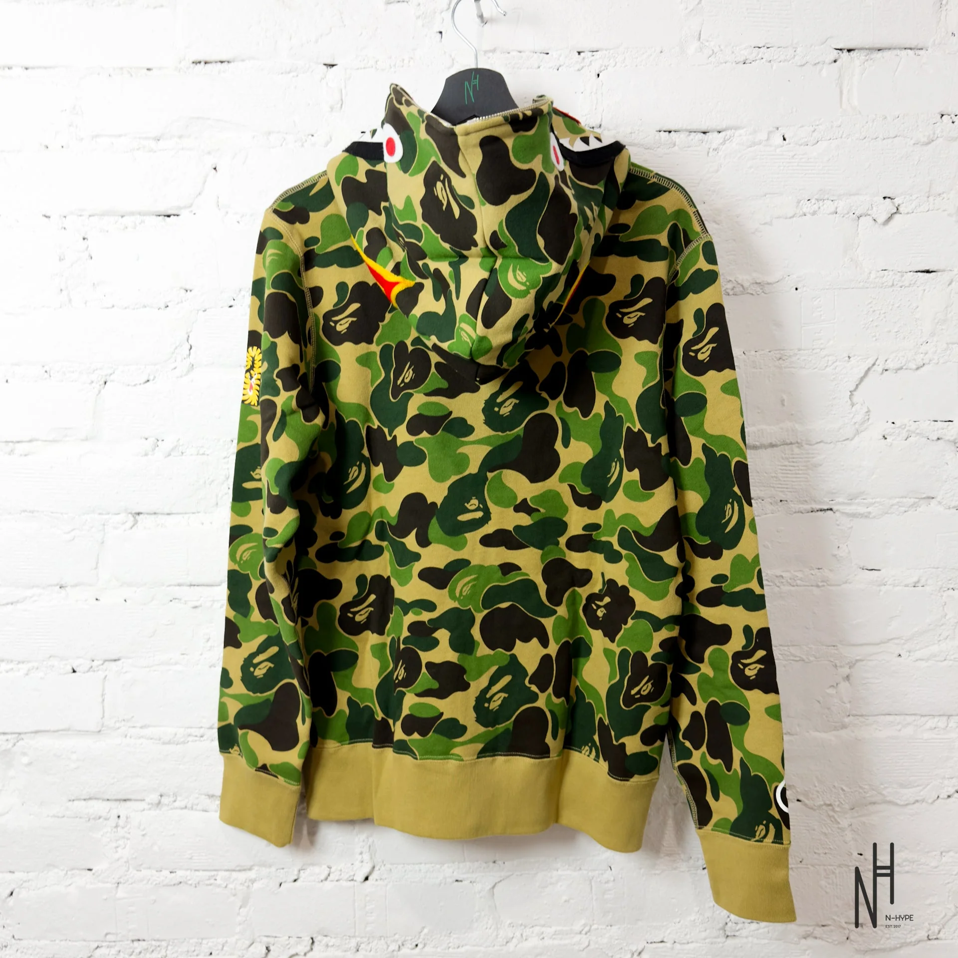 BAPE ABC Camo Shark PONR Full Zip Hoodie Green - Image 4