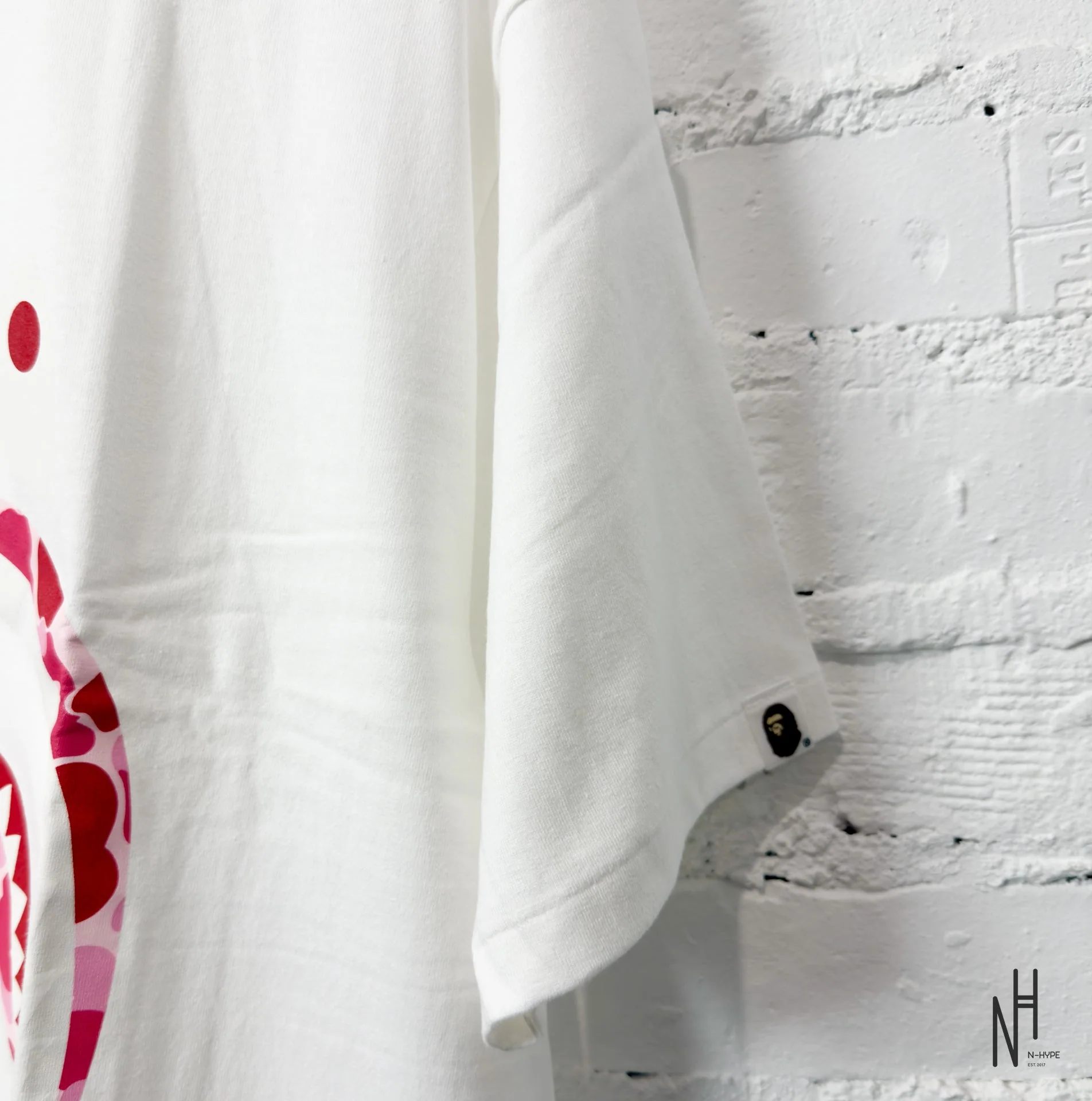 BAPE ABC Camo Shark Silver Zip Tee White Pink - Image 3
