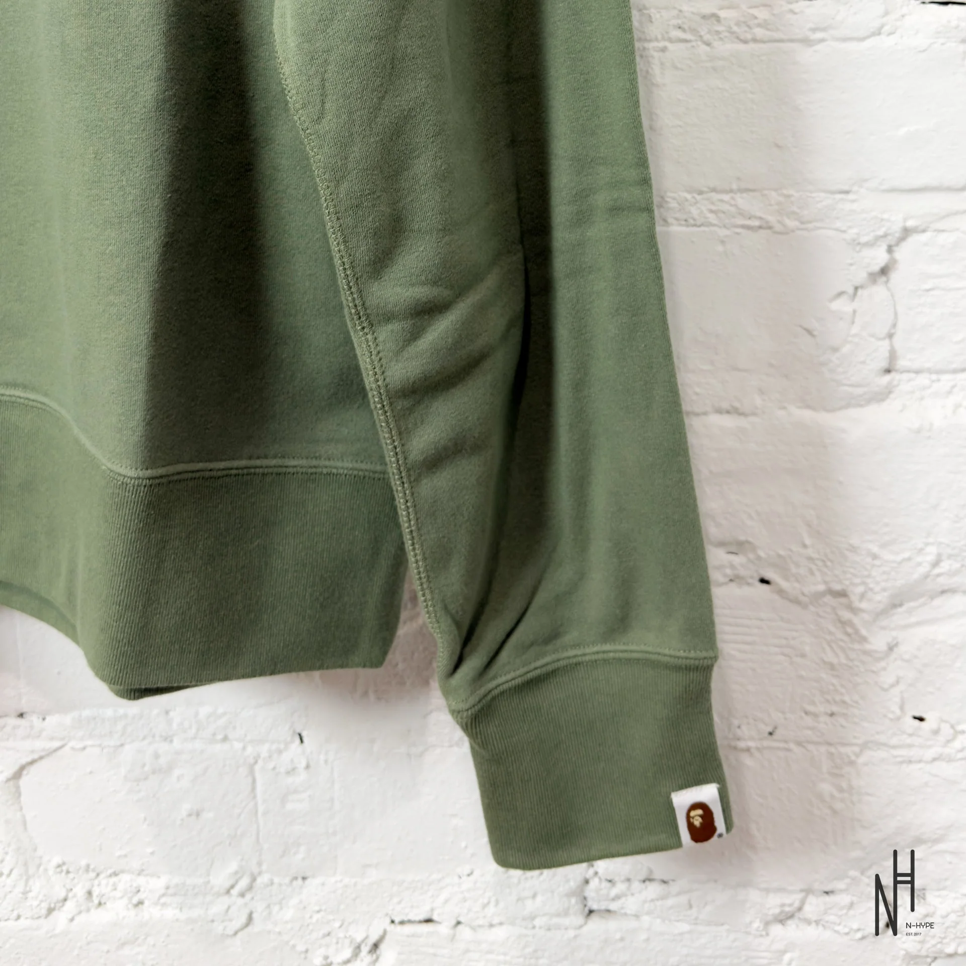 Bape Ape Head One Point Crewneck Relaxed Fit Olive Drab - Image 4