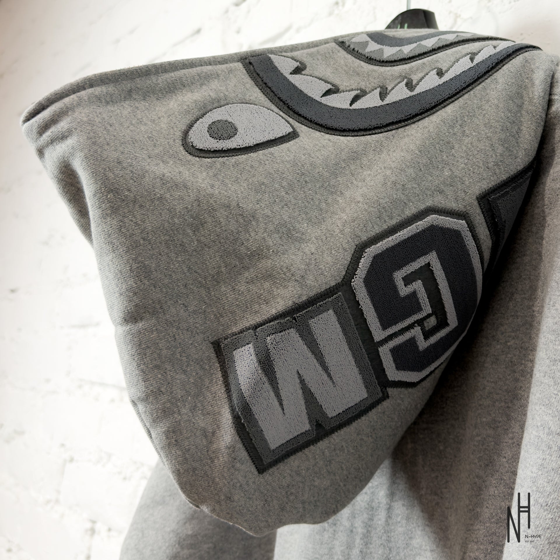 Bape Ape Head One Point Shark Relaxed Fit Full Zip Hoodie Gray - Image 9