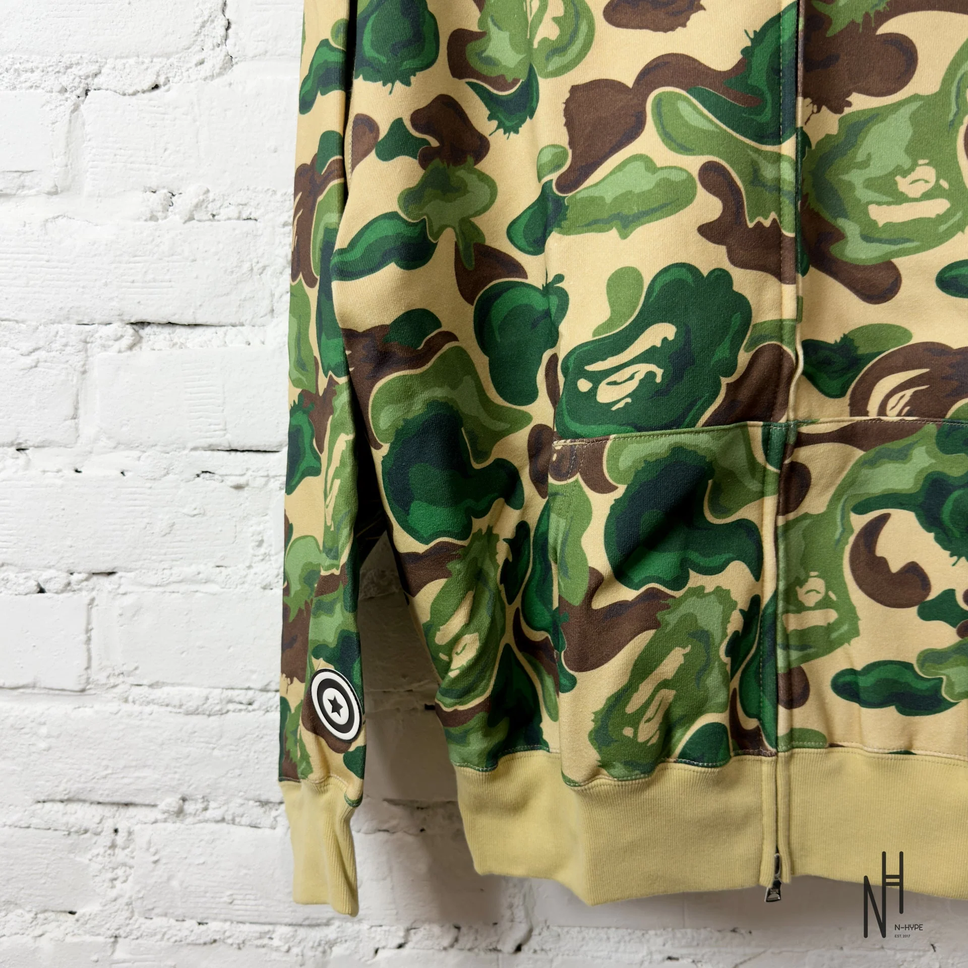 BAPE Art Camo Shark Full Zip Hoodie Green - Image 3