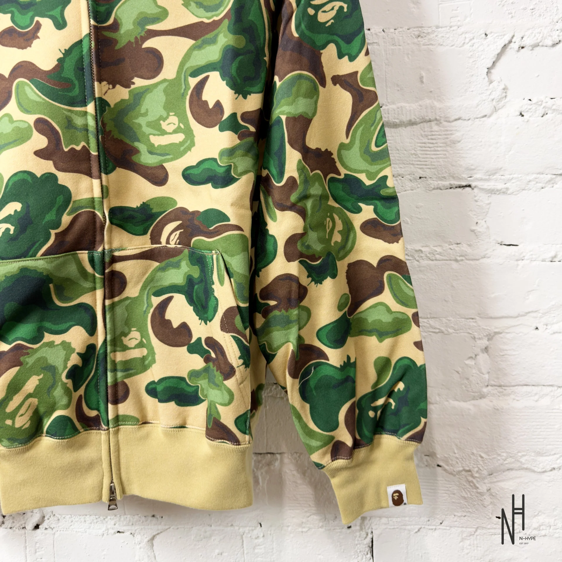 BAPE Art Camo Shark Full Zip Hoodie Green - Image 4